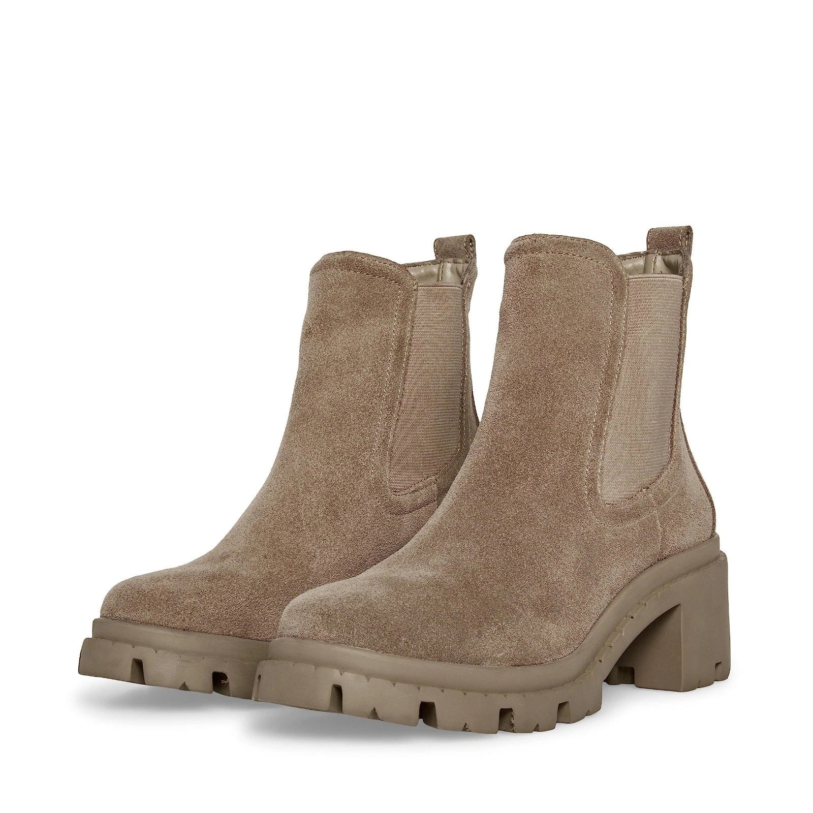 Steve Madden Zoltin Boots Women's Mushroom Suede Block Heel Chelsea HTAT873