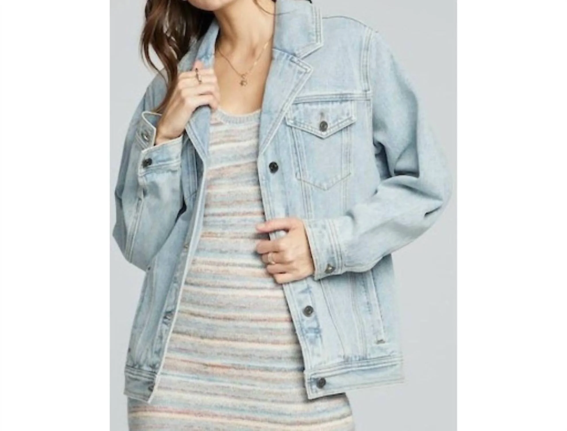 Stevie Denim Jacket In Light Blue - Image 2