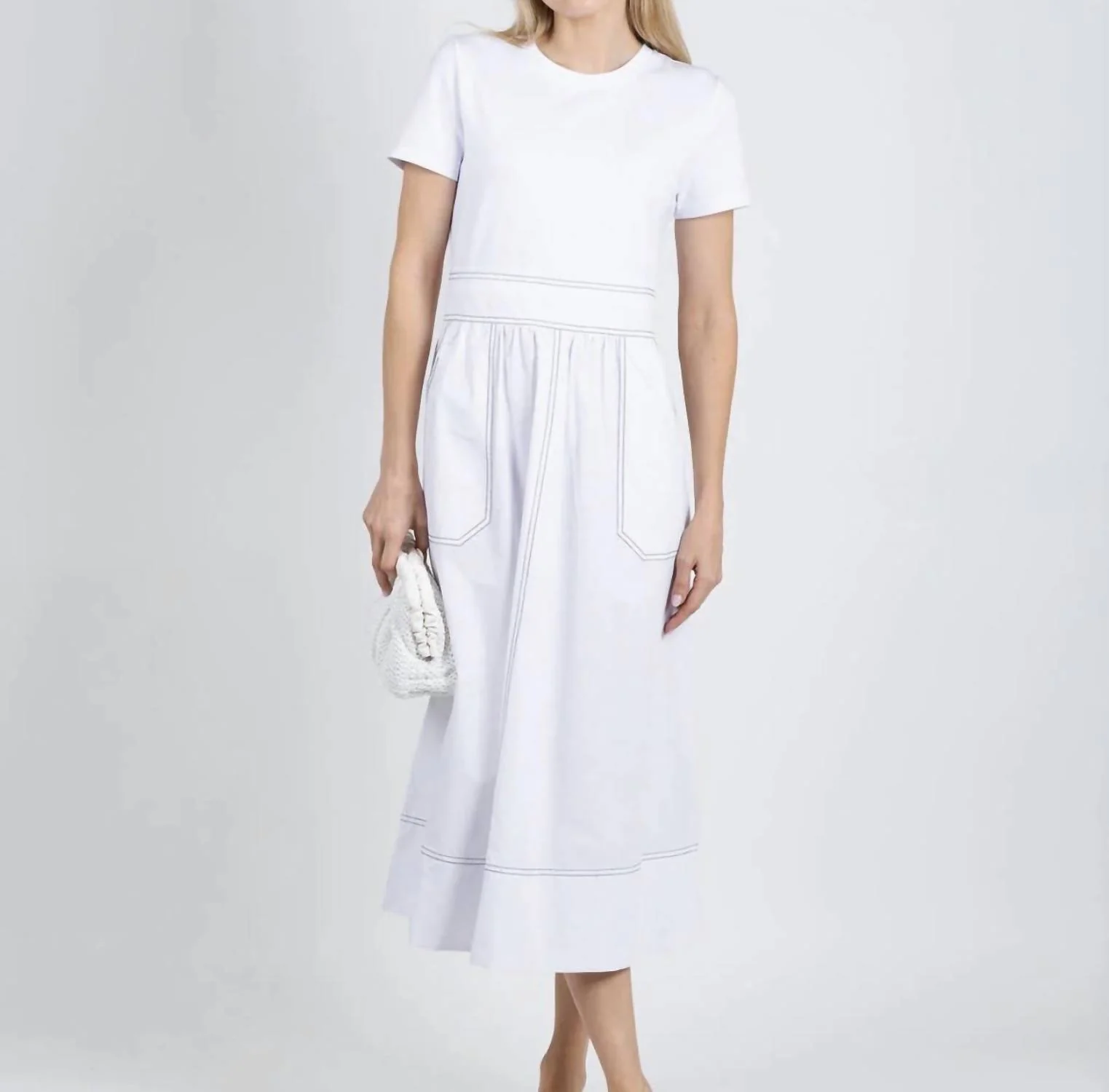 Stitch Dress In White