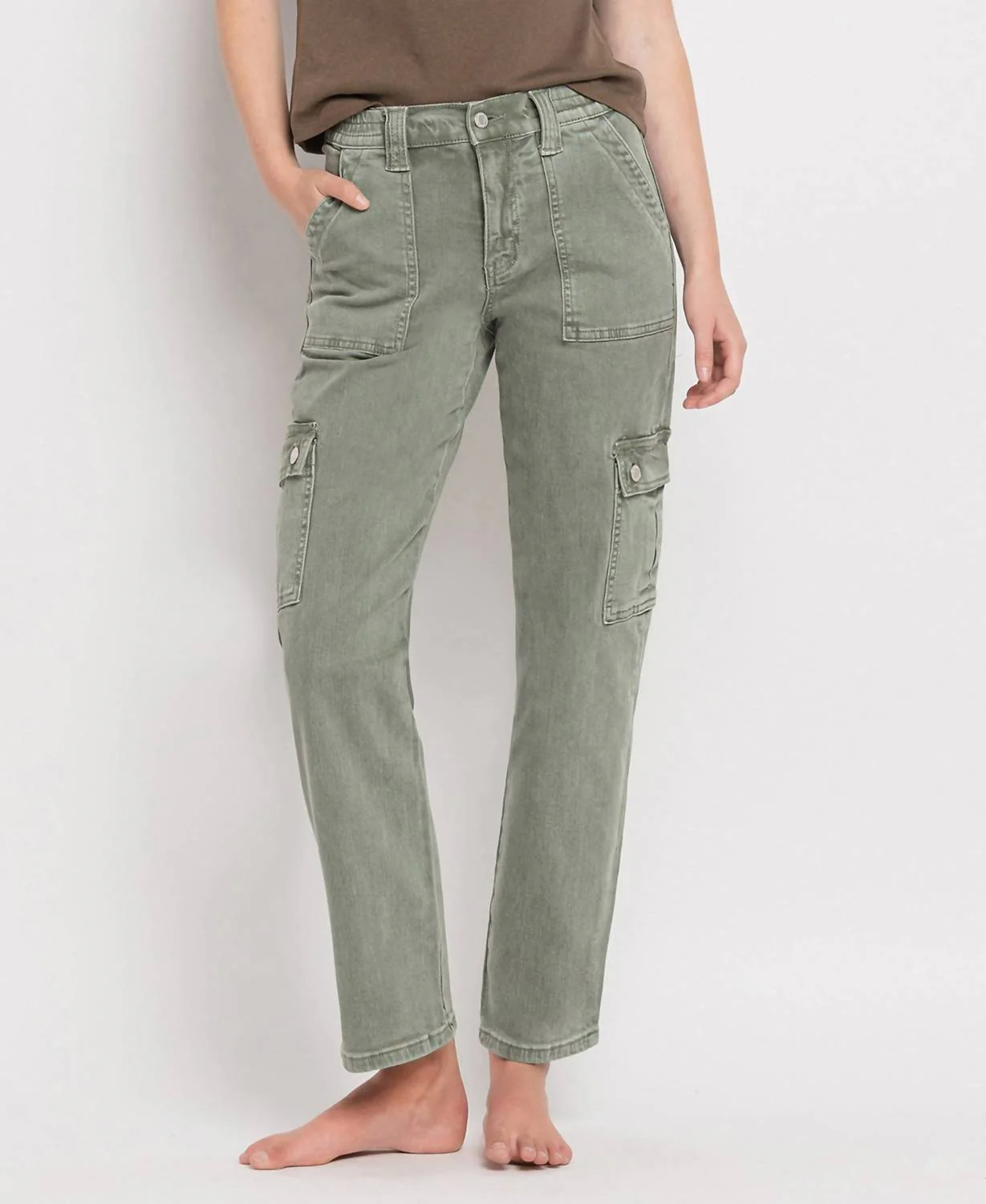 Straight Cargo Jean In Army Green