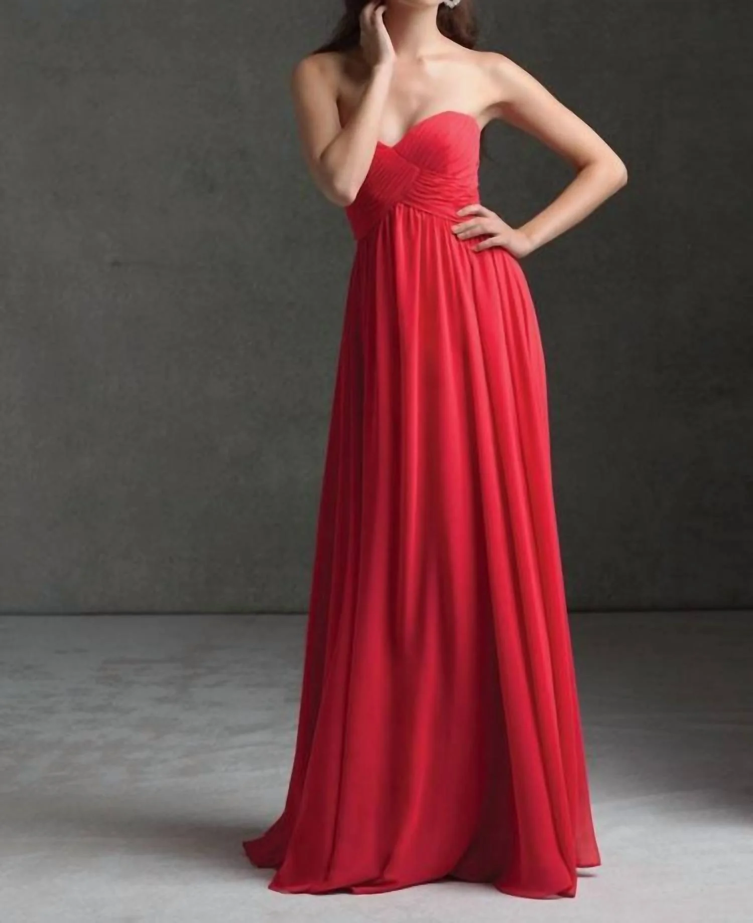 Strapless Chiffon Maxi Dress In Red - Image 2