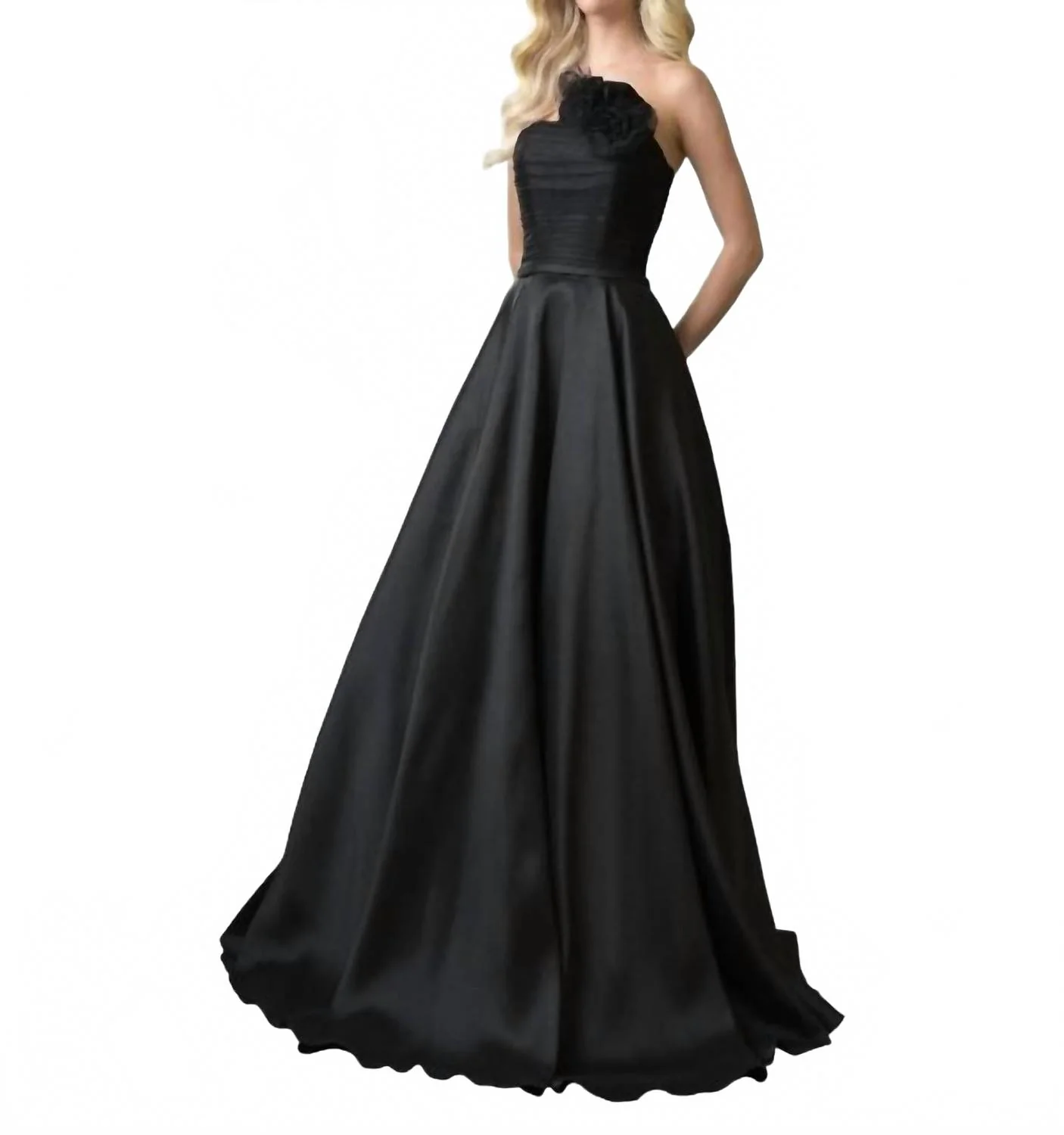Strapless Evening Dress In Black - Image 2