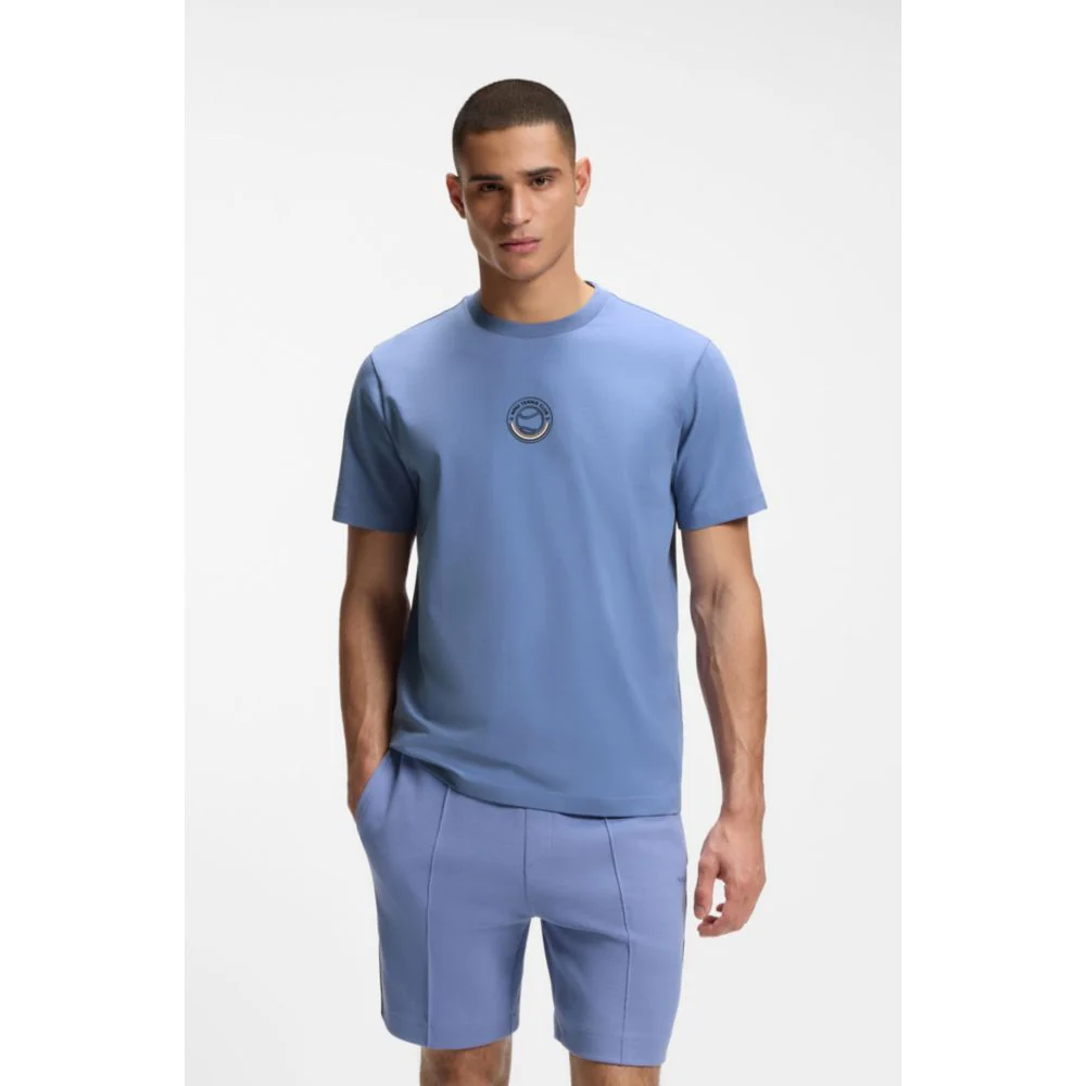 Stretch-cotton T-shirt with tennis artwork - Image 3