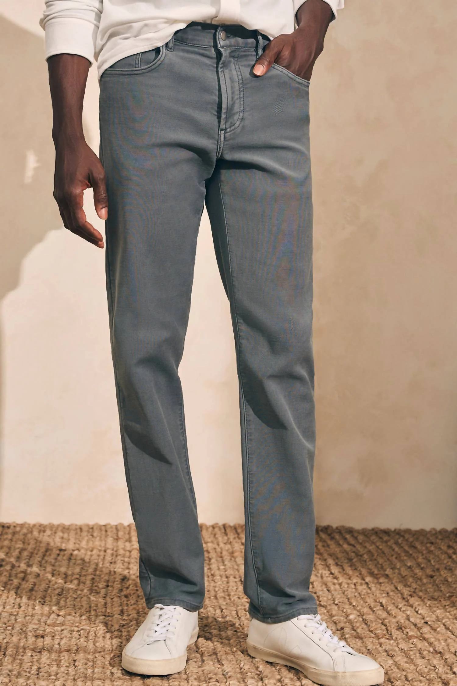 Stretch Terry 5-Pocket Pants In Slate - Image 2