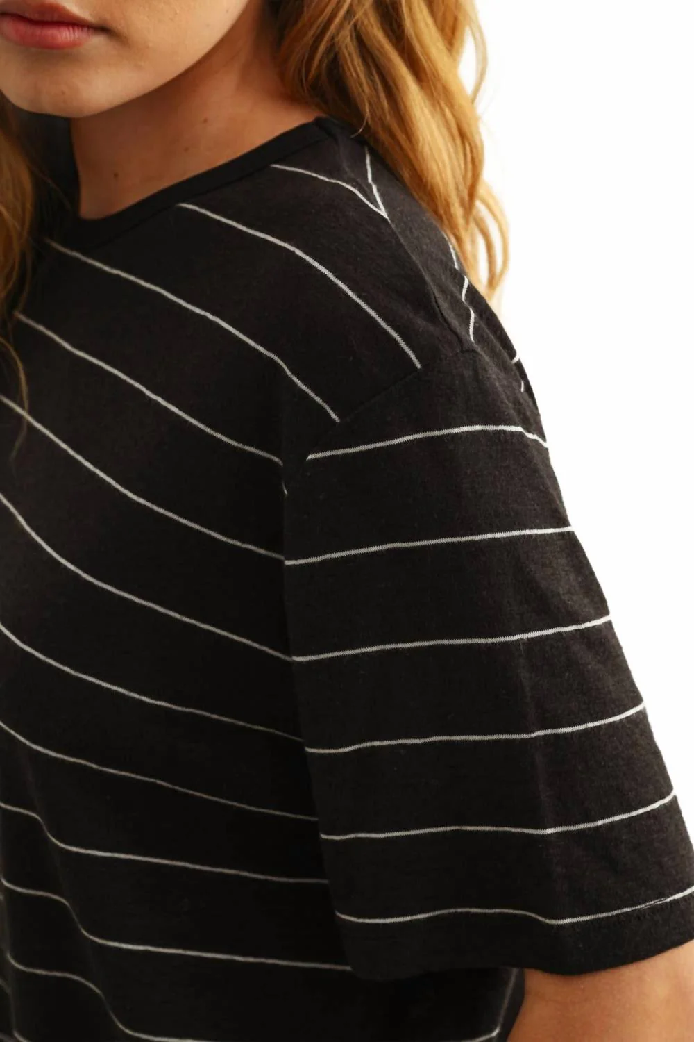 Stripe Cotton Linen Top In Black/white - Image 5