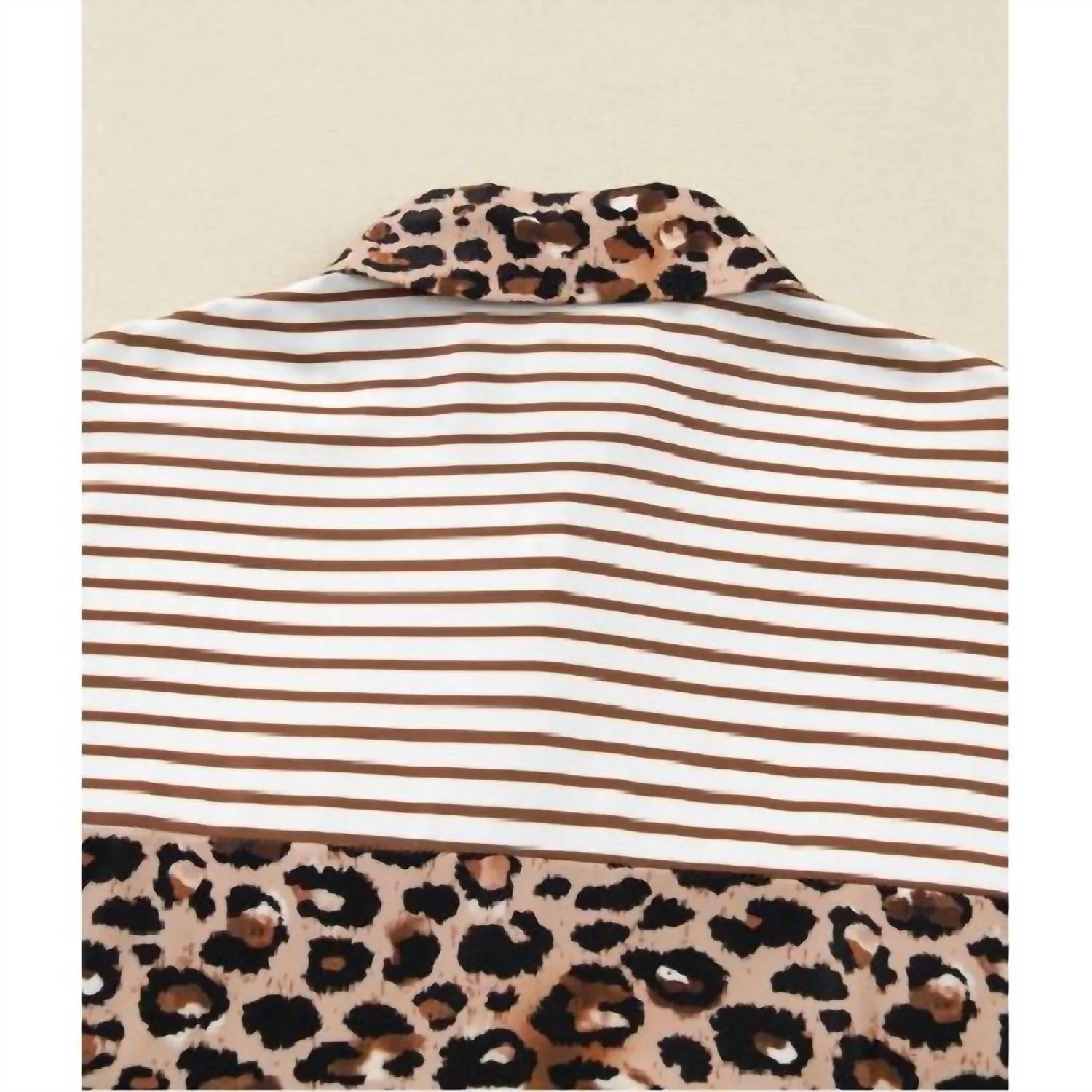 Stripe Leopard Patchwork Maxi Shirt Dress In Brown - Image 4