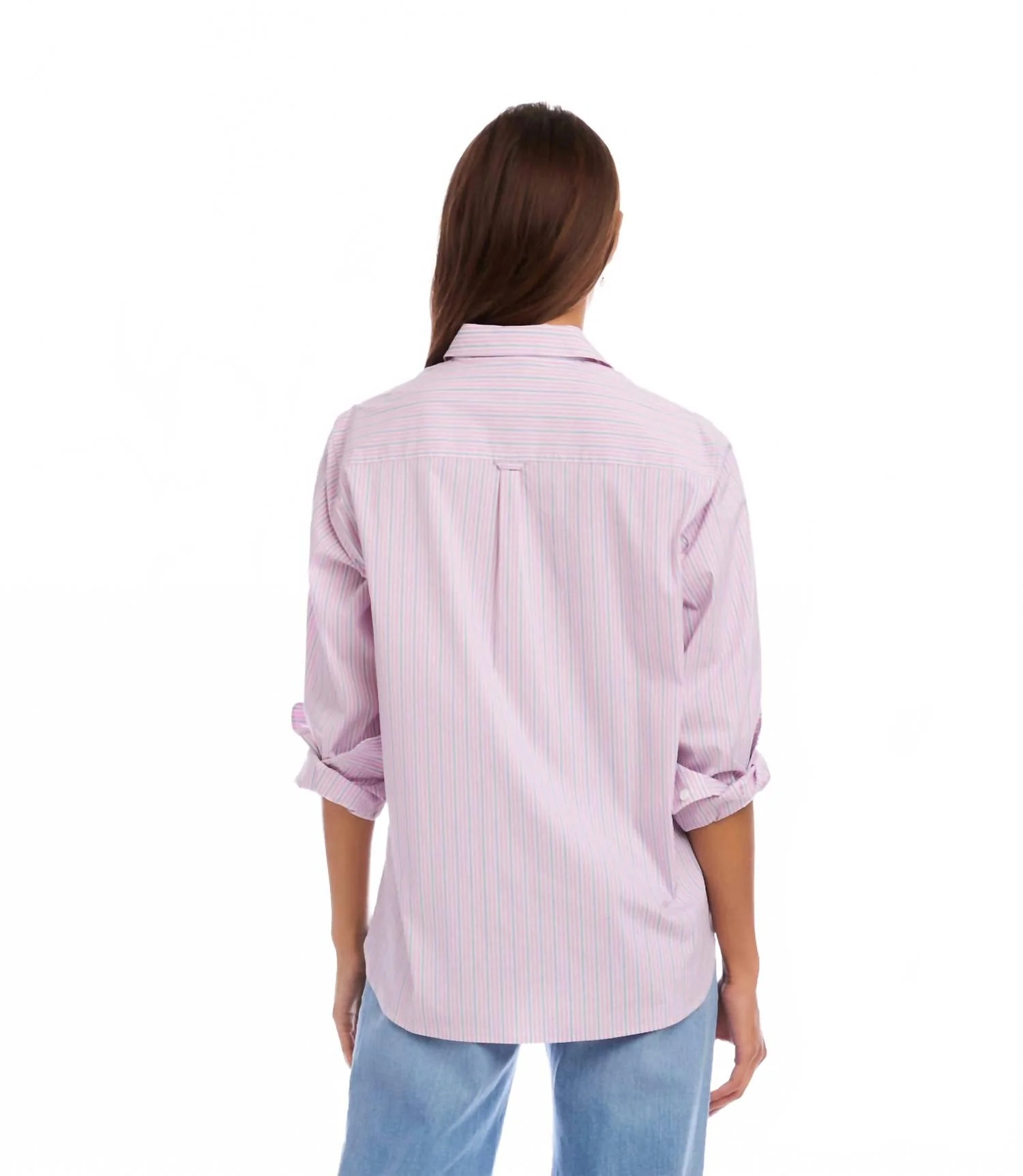 Stripe Long Sleeve Button-Up Shirt In Pink - Image 3