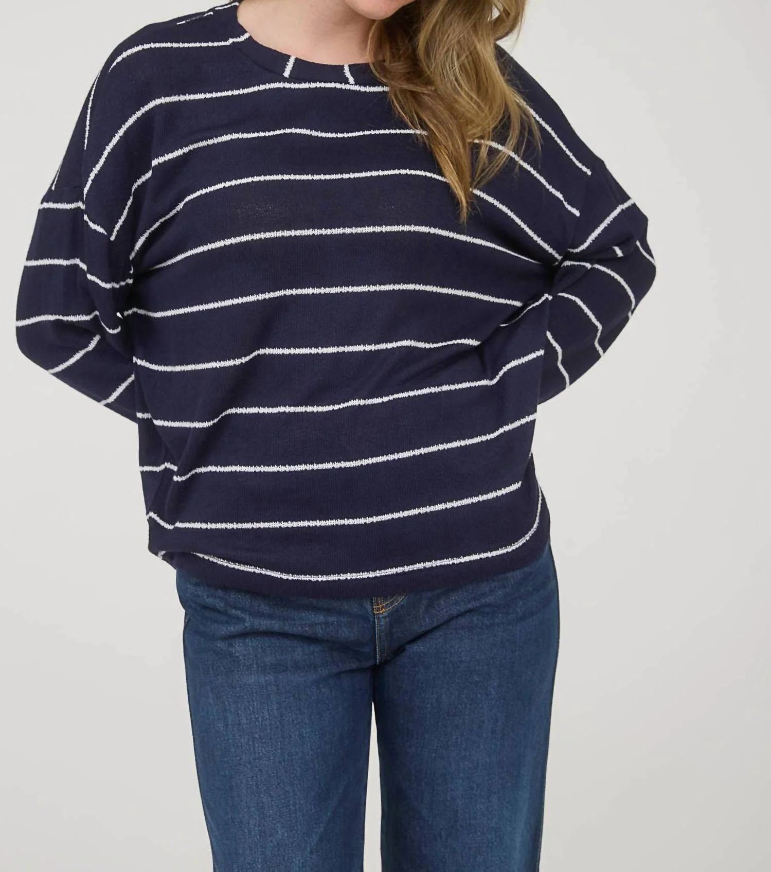 Stripe Long Sleeve Top In Navy