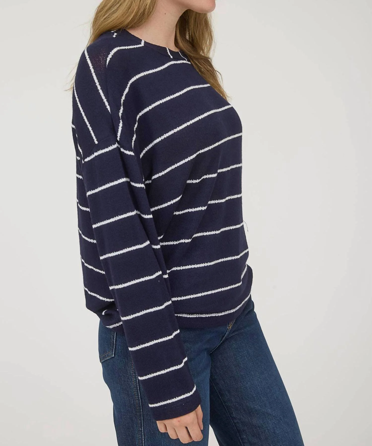Stripe Long Sleeve Top In Navy - Image 3