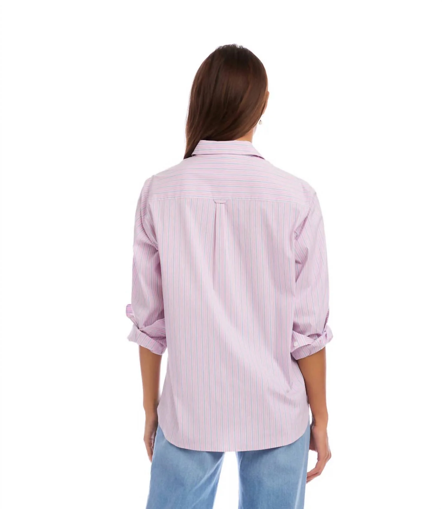 Striped Button Up Blouse In Pink - Image 2