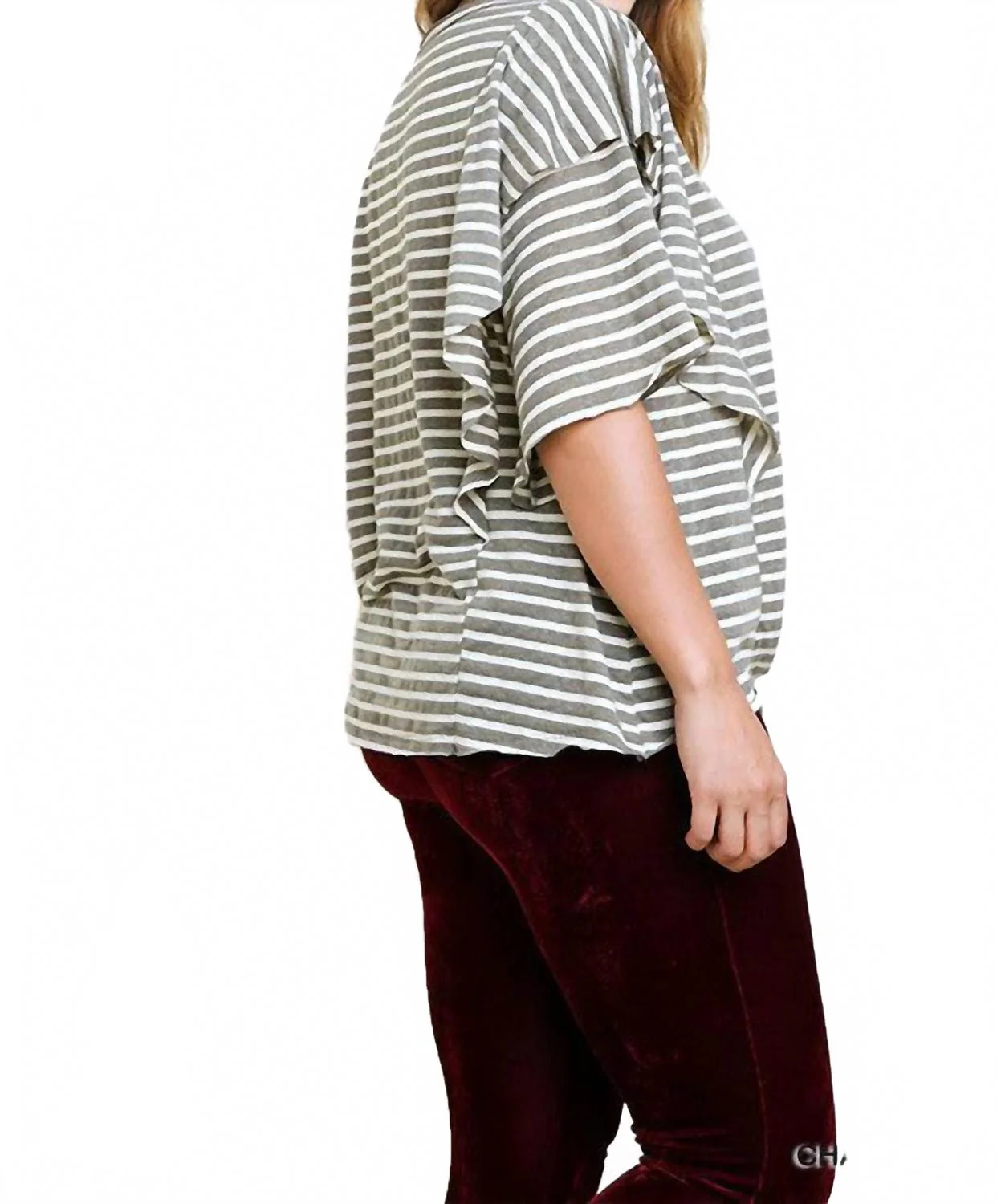 Striped Layered Top - Plus In Charcoal - Image 3