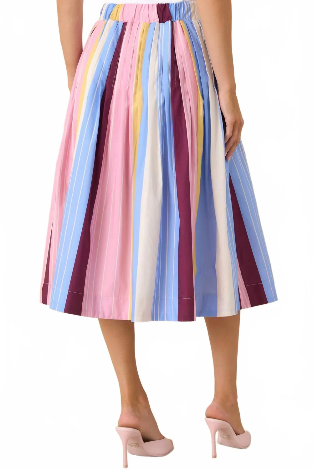 Striped Midi Skirt In Blush Colbalt Cream Butter - Image 2