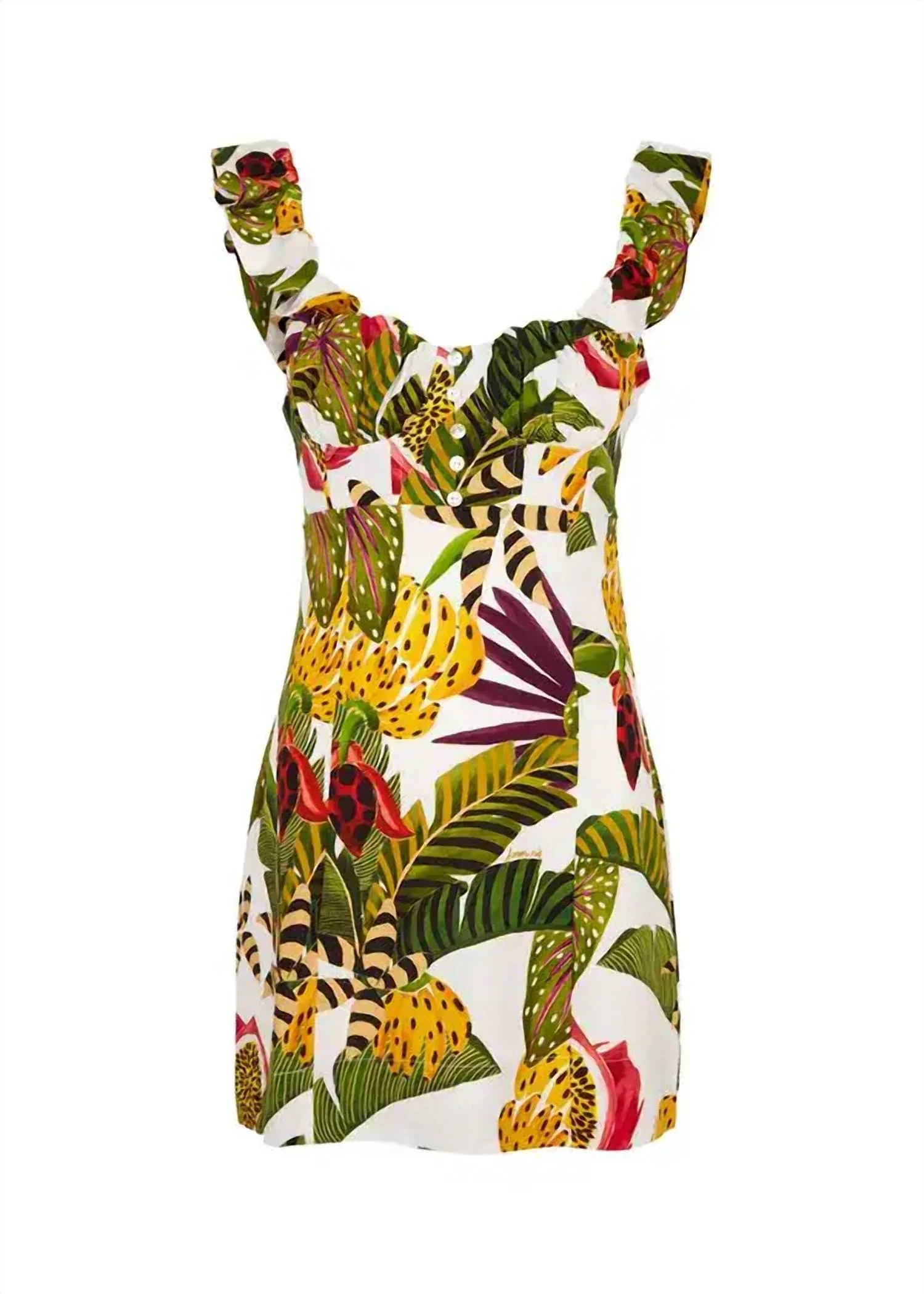 Striped Printed Linen Blend Mini Dress In Forest - Image 4