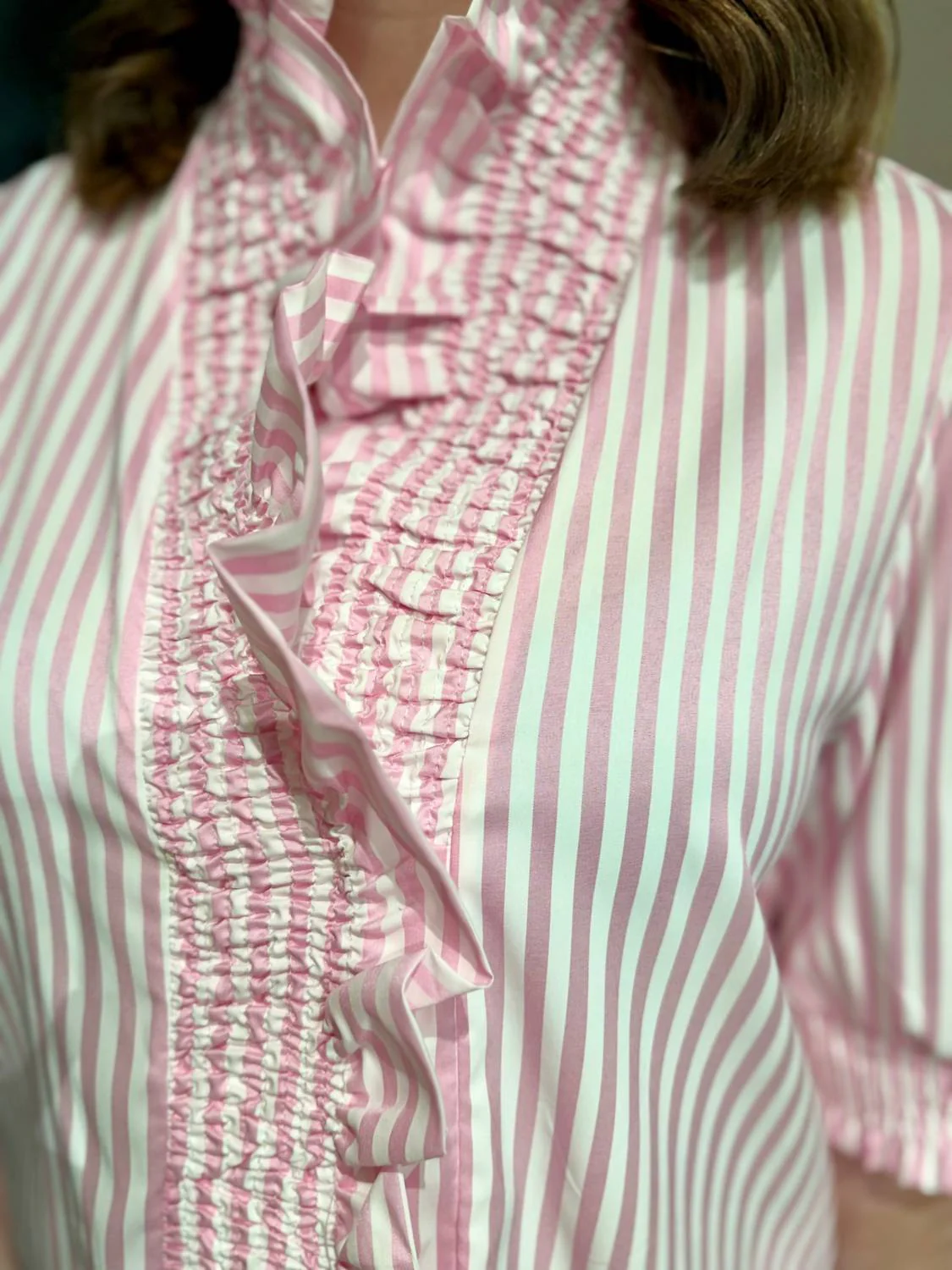Striped Ruffle Trim Dress In Pink - Image 2