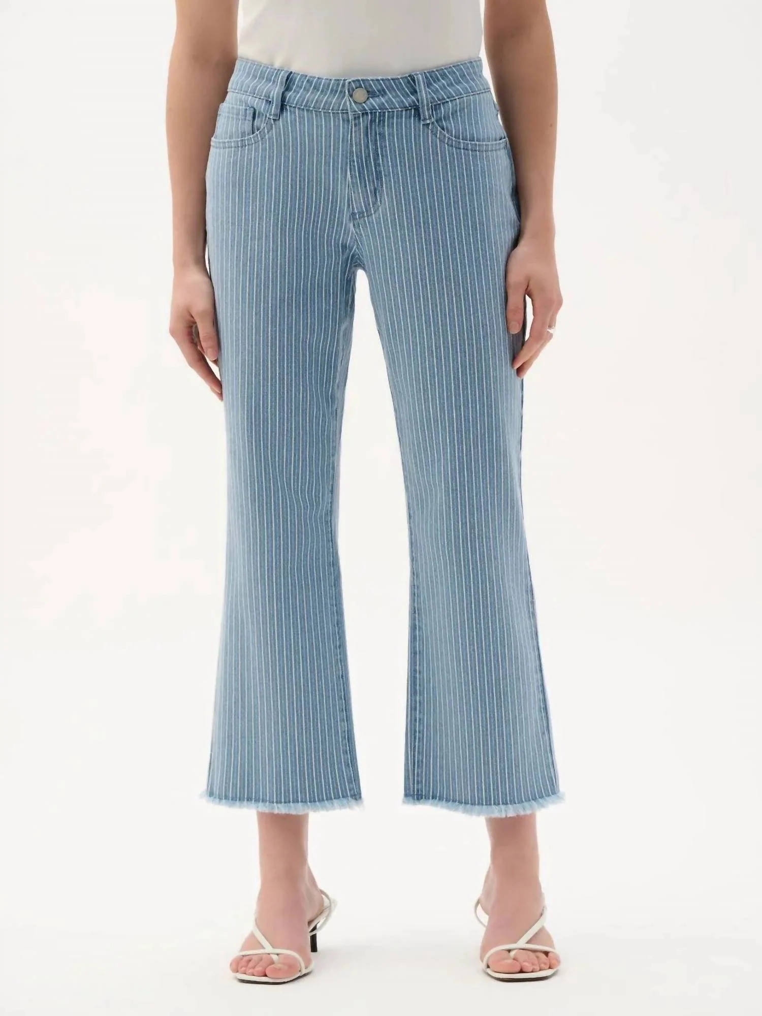 Stripes Flare Jeans In Blue/white