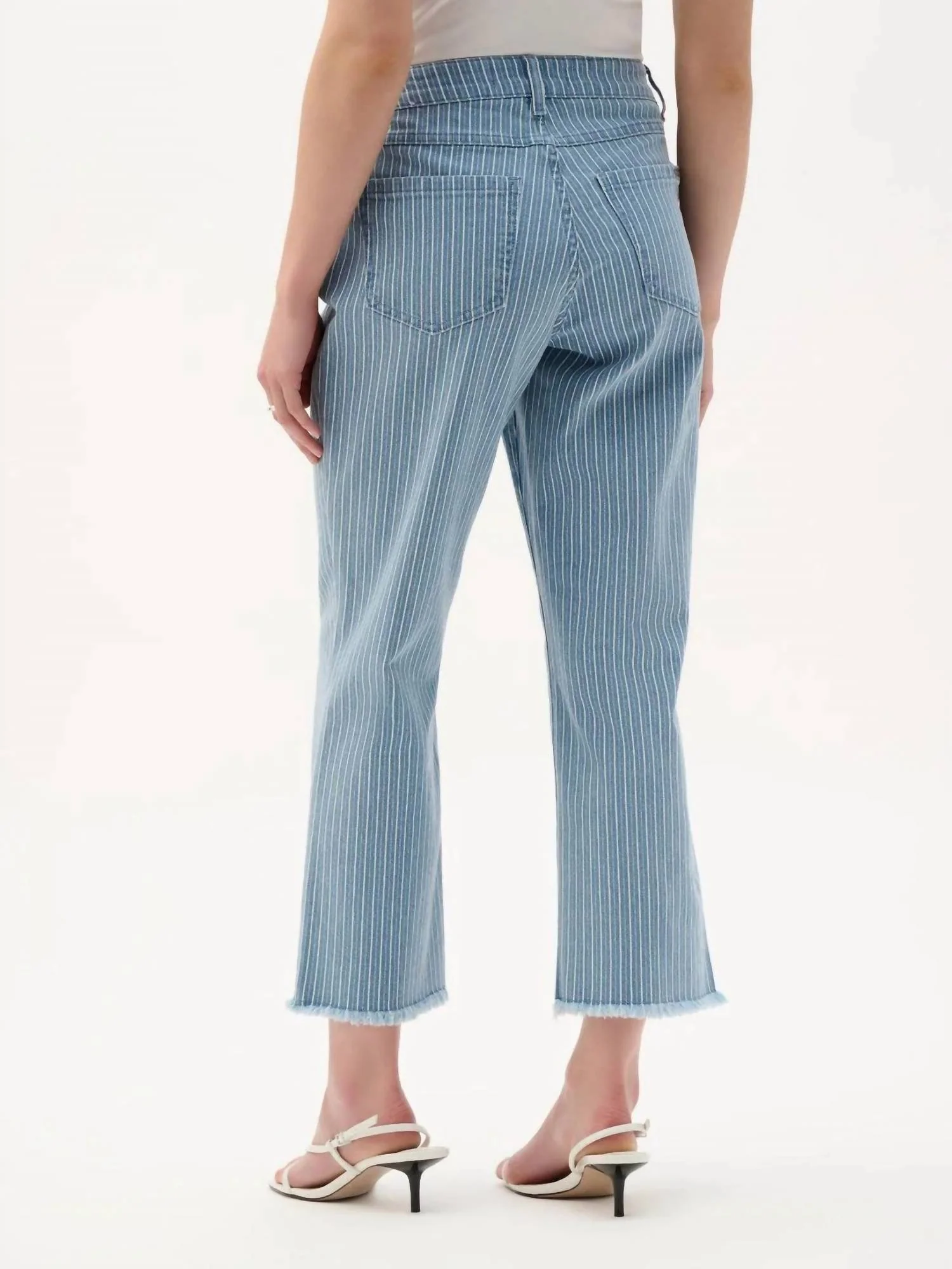 Stripes Flare Jeans In Blue/white - Image 3