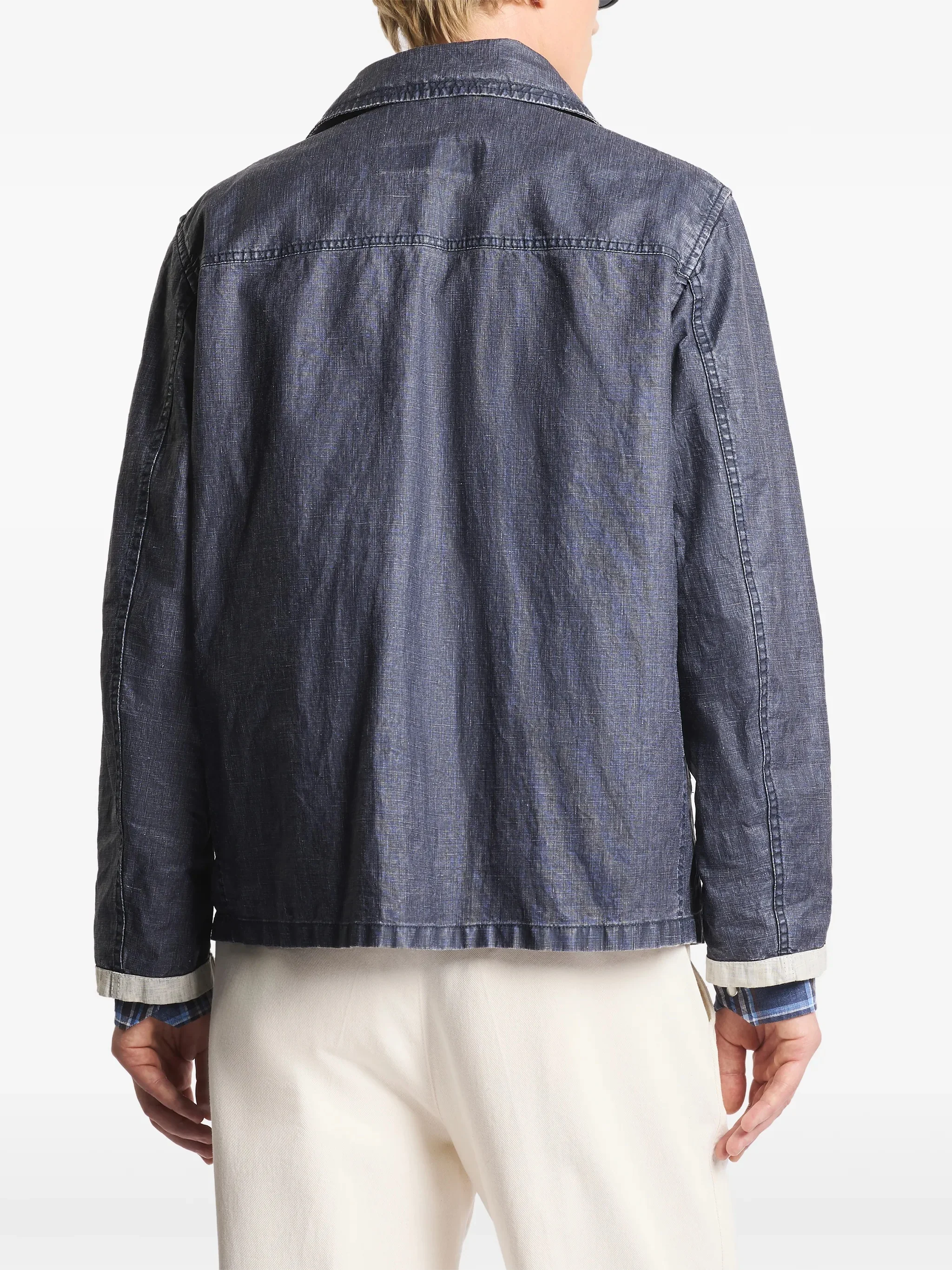 Structured Boxy Blue Metal Toggle Jacket - Image 4