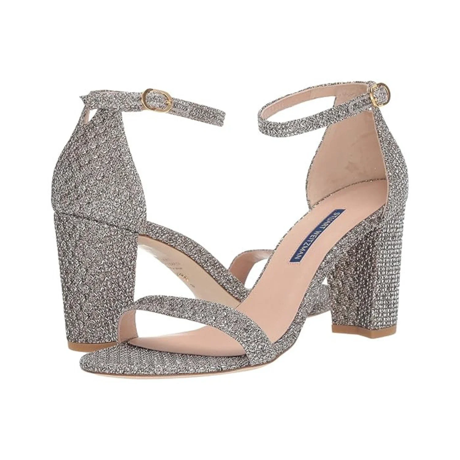 Stuart Weitzman Nearlynude Sandals Women's Silver Ankle Strap HTAT1043 - Image 4