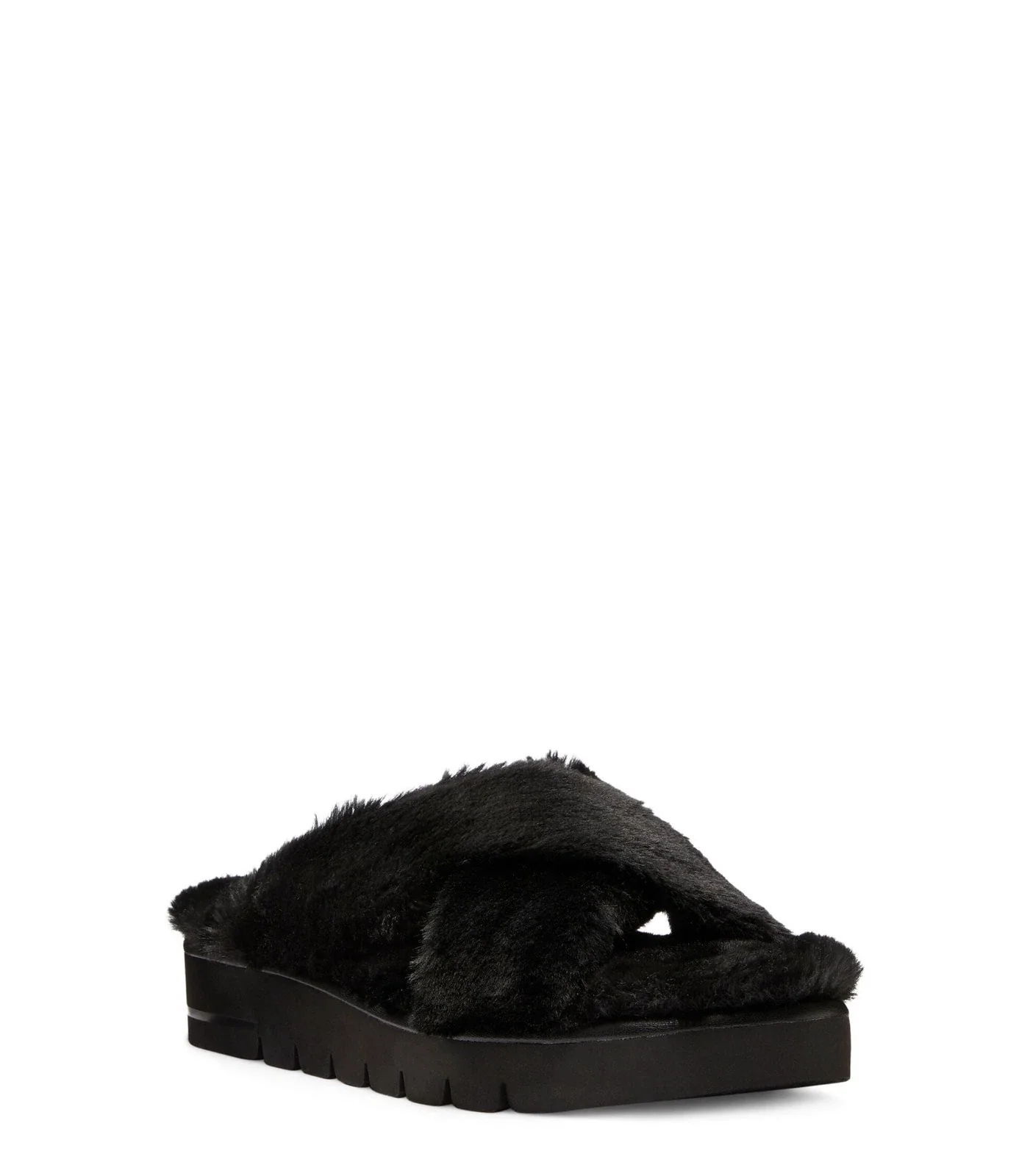 Stuart Weitzman Roza Lift Sandals Womens B Black Faux Shearling Slide RHS4049 - Image 2
