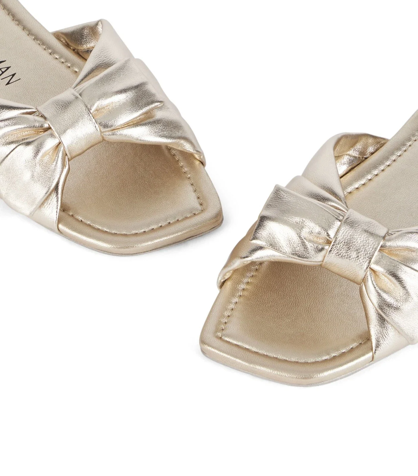 Stuart Weitzman Sofia Sandals Women's Gold Leather Slip On Slide HTAT1049 - Image 5