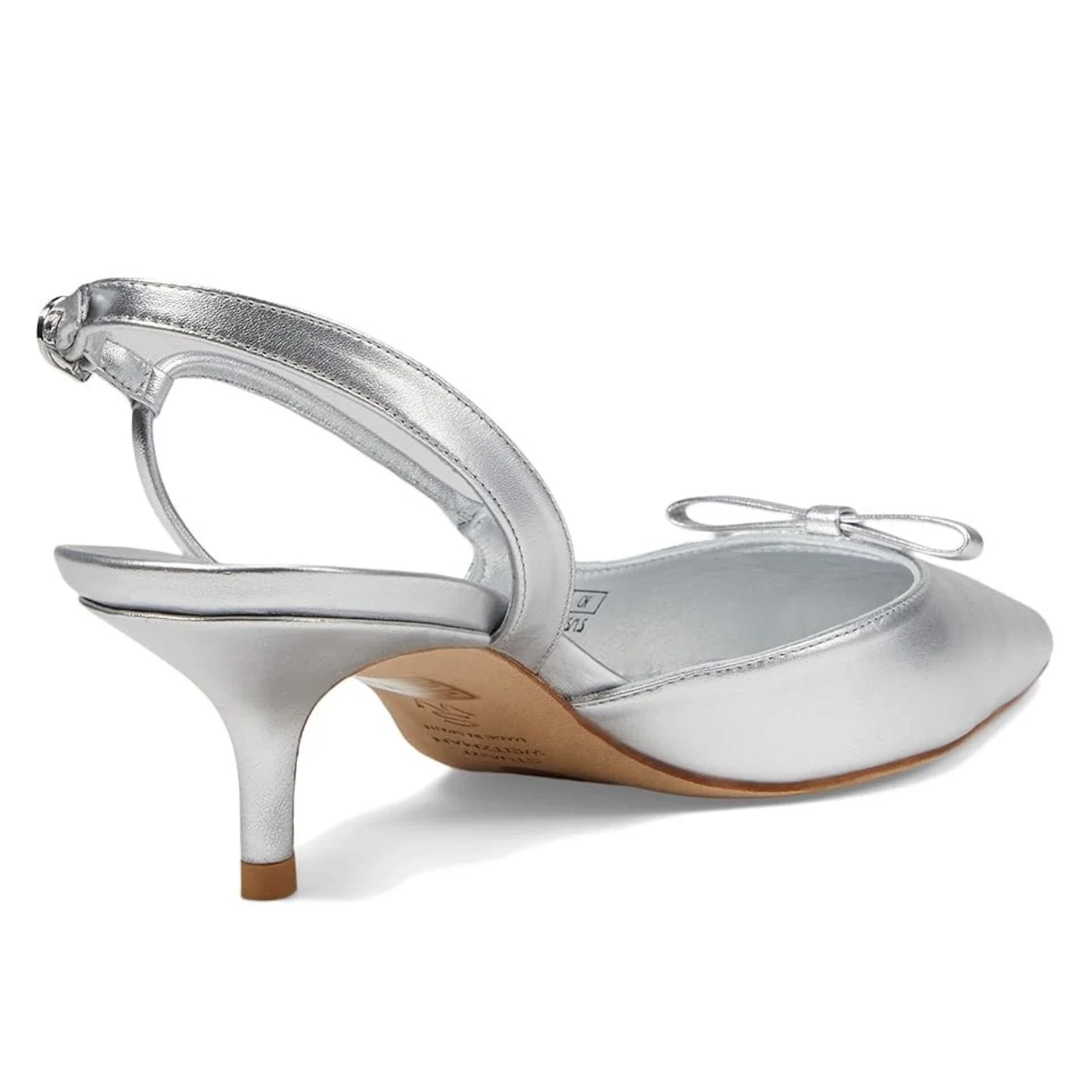 Stuart Weitzman Tully 50 Pump Women's Silver Leather Kitten Heel HTAT1041 - Image 3