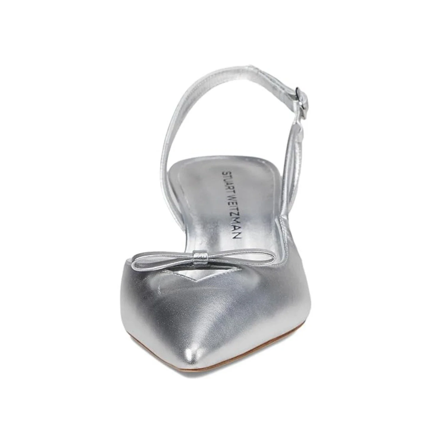 Stuart Weitzman Tully 50 Pump Women's Silver Leather Kitten Heel HTAT1041 - Image 4