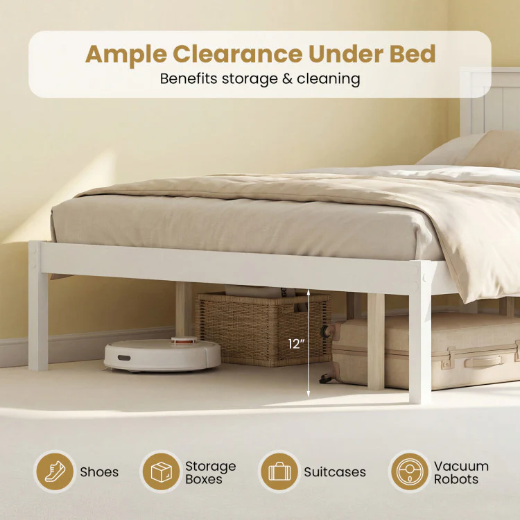 Sturdy Wooden Bed Frame with Headboard and Slat Support - Image 5