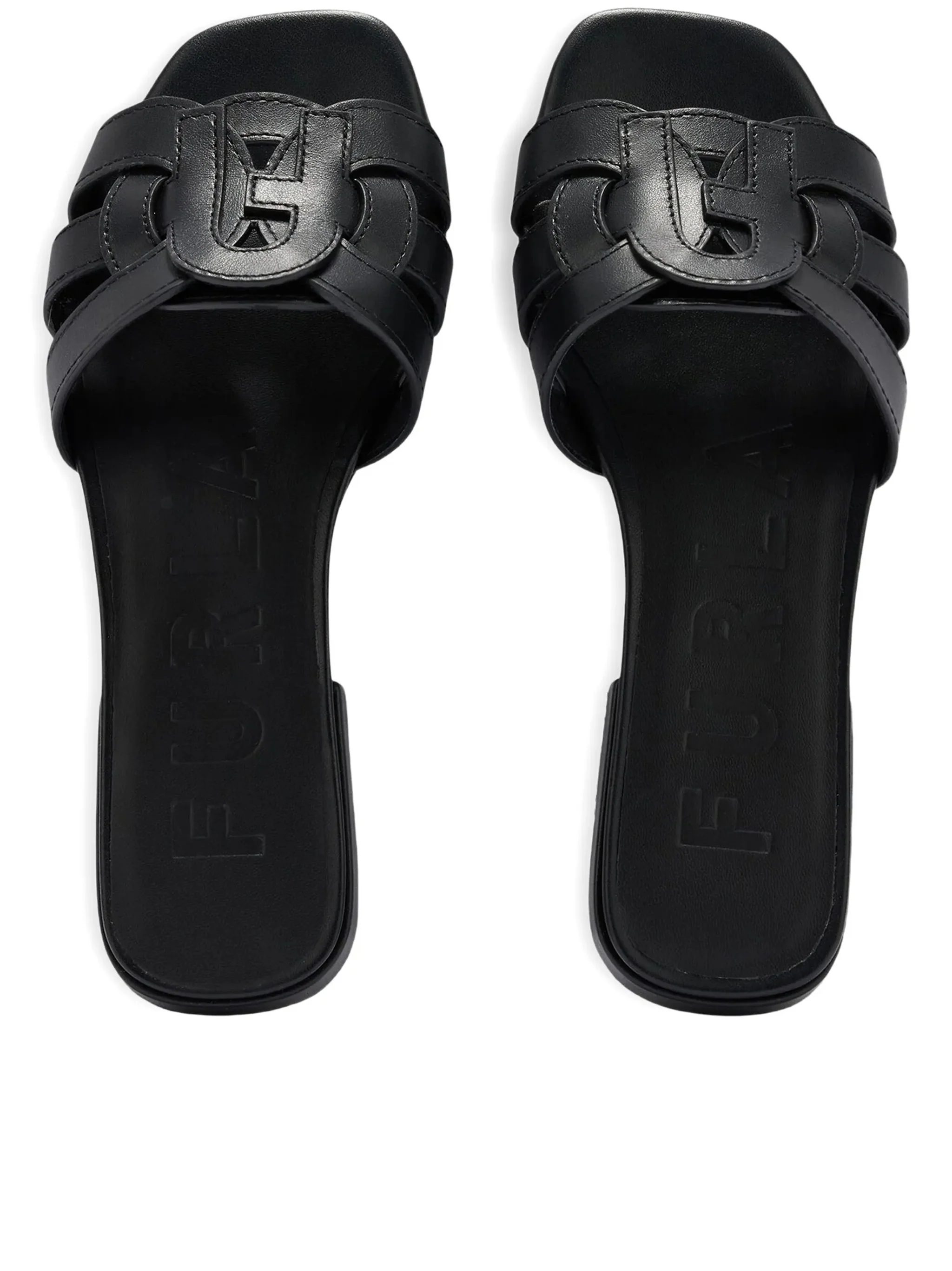 Summer Sandalo Flat Black Leather Cut-out Sandals - Image 4