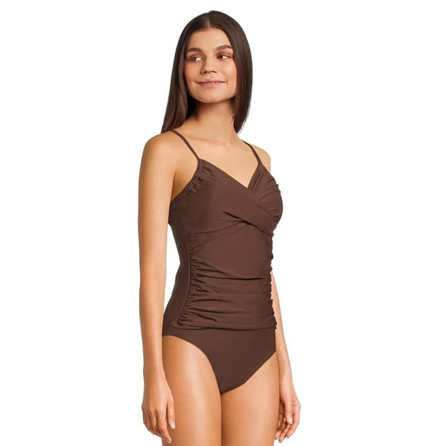 Sunsets Simone Tankini Women's Brown Crossback Stretch Swimwear DDR2721 - Image 3