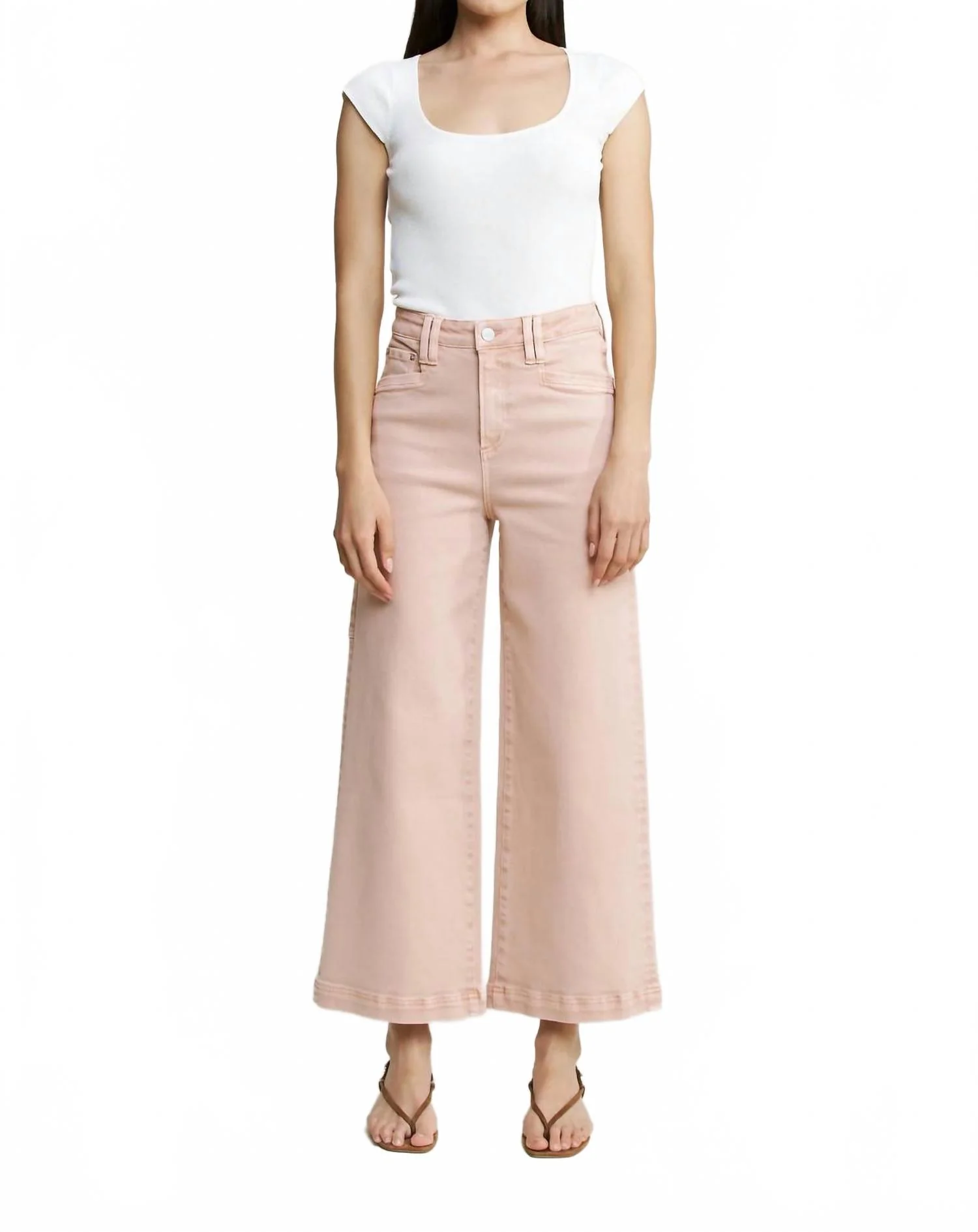 Super High Wide Cropped Utility Jeans In Mica