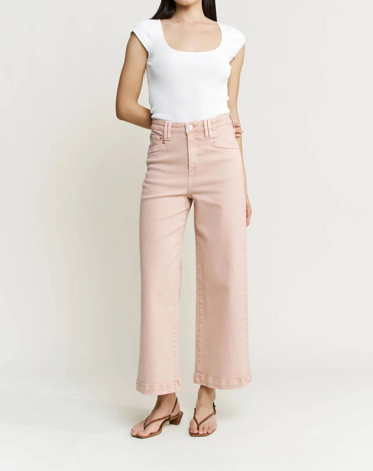 Super High Wide Cropped Utility Jeans In Mica - Image 2