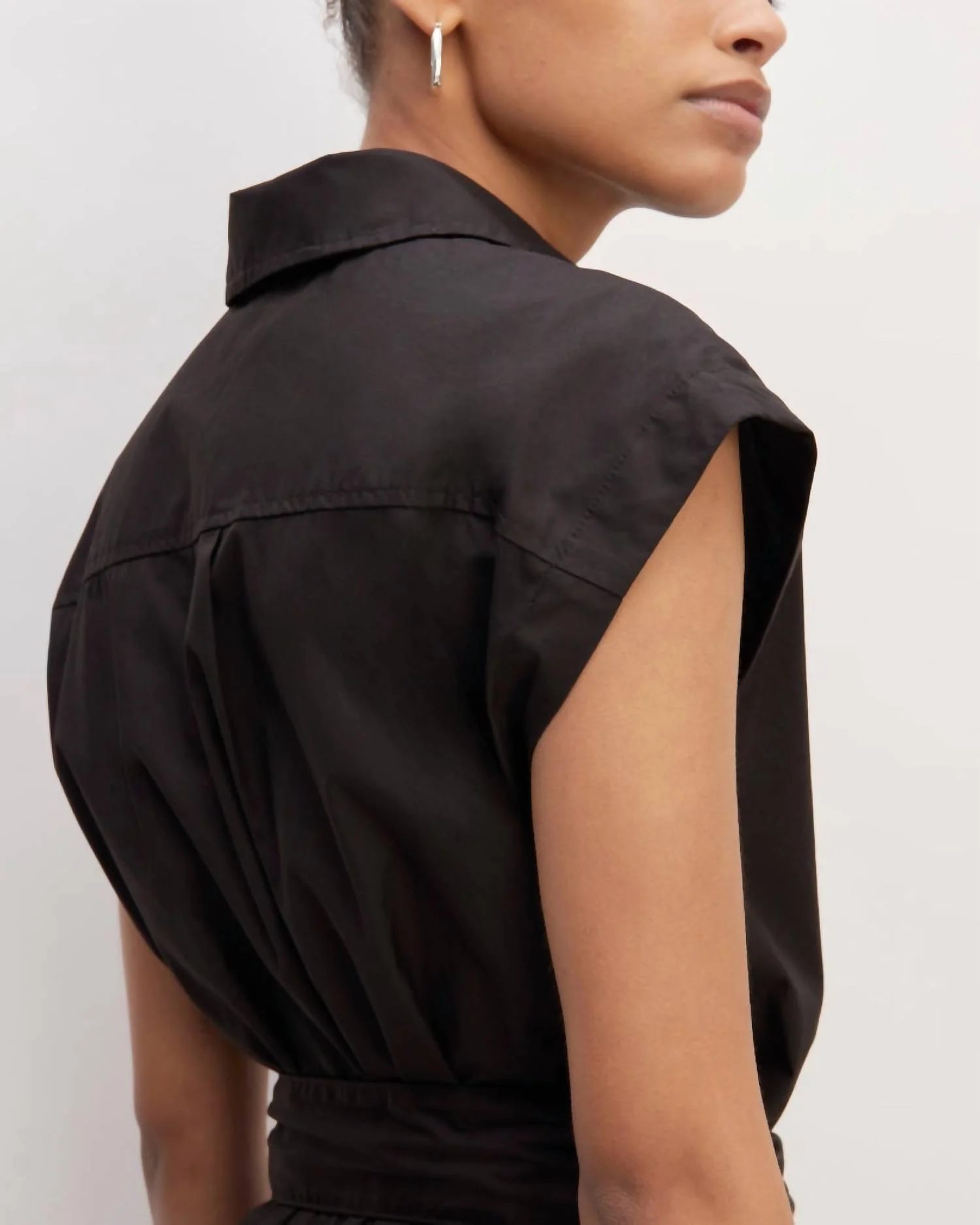 Supima Short Sleeve Shirt Dress In Black - Image 4