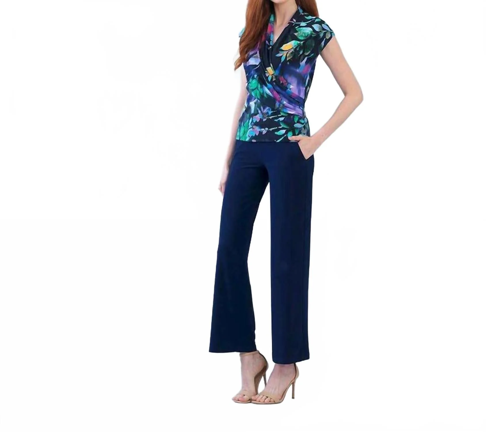 Surplice Crossover Top In Floral Dream Multi - Image 4