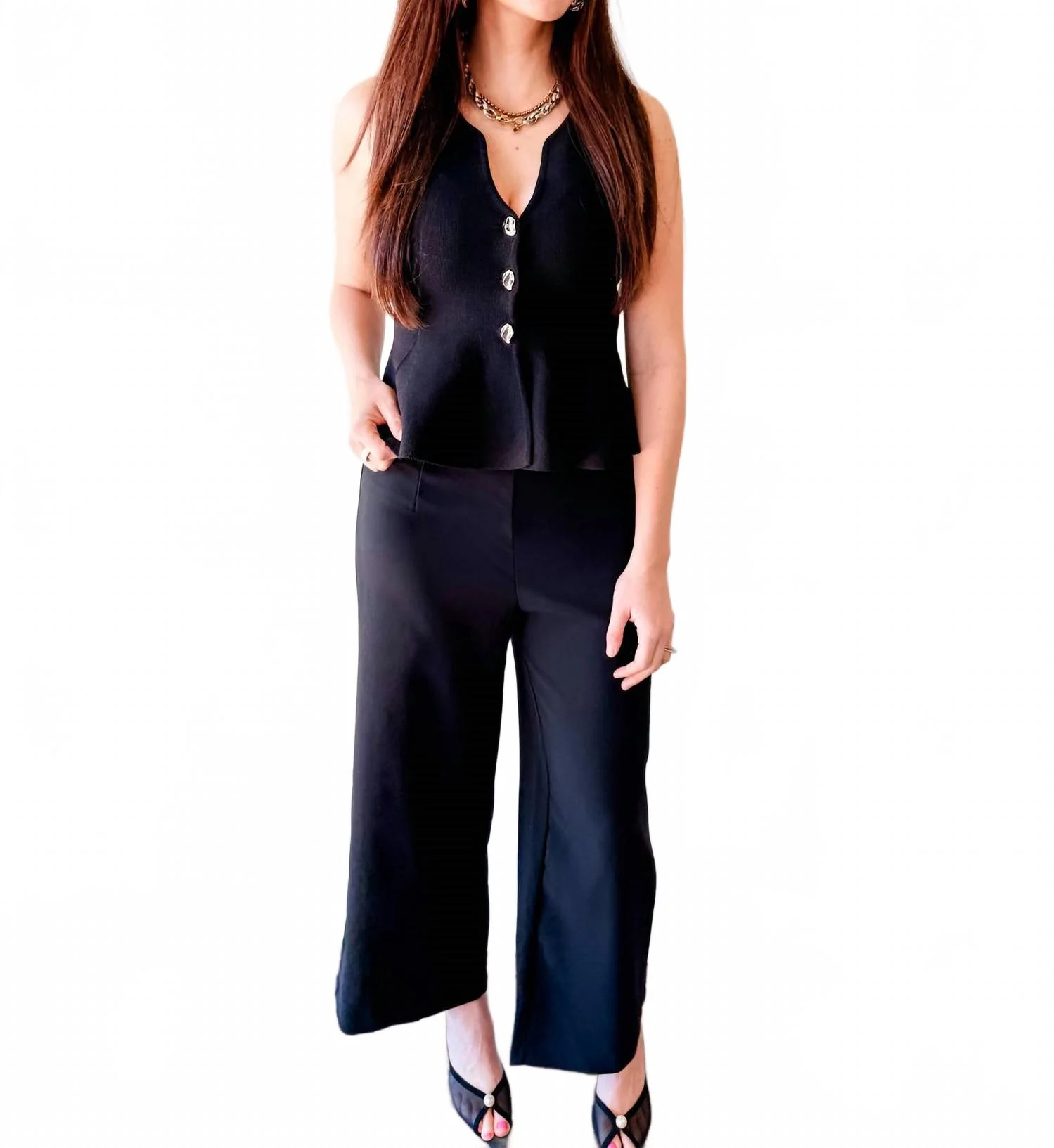Sutton Peplum Knit Top In Black - Image 3