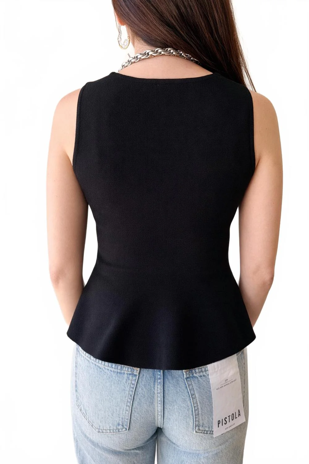 Sutton Peplum Knit Top In Black - Image 5