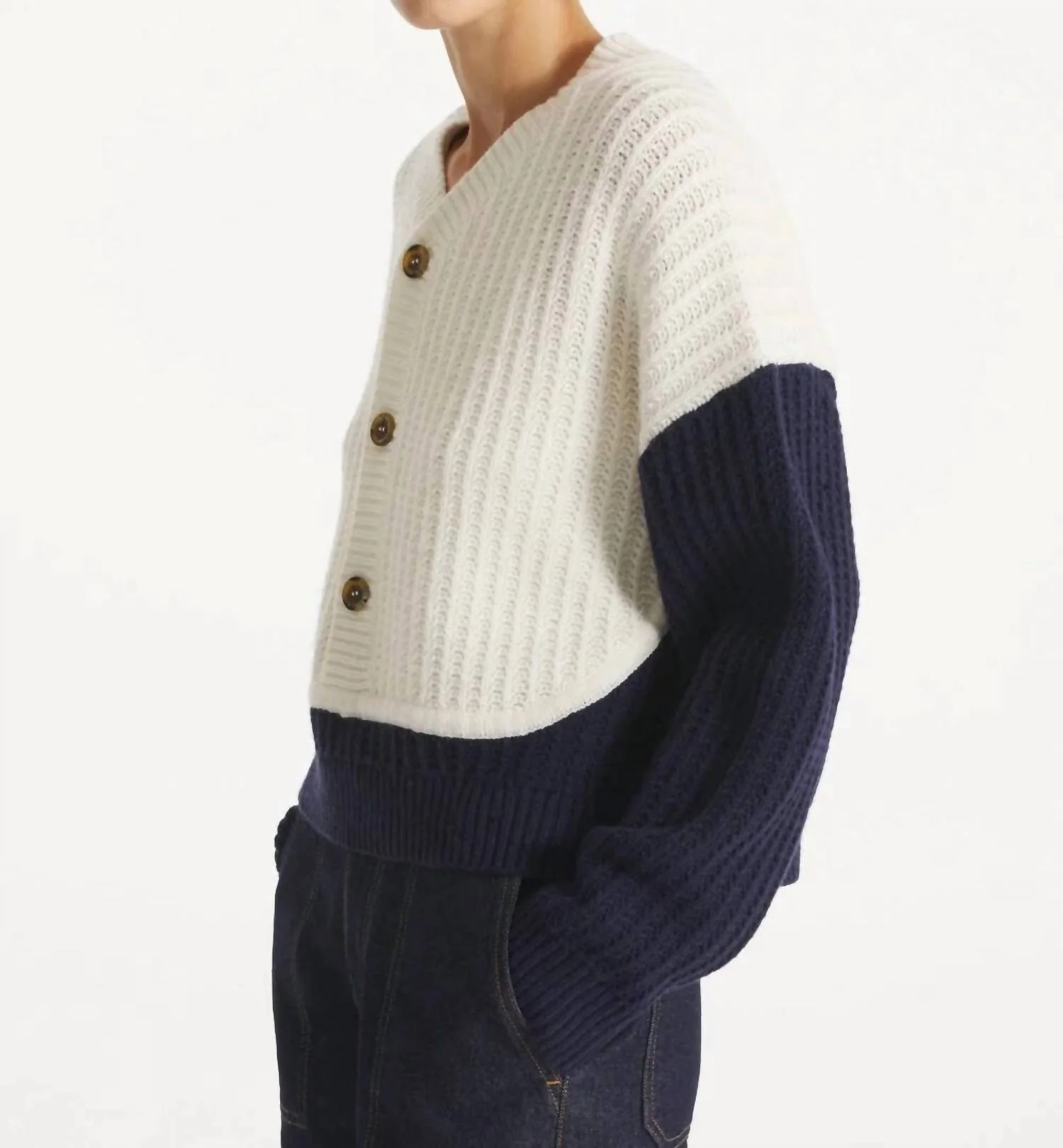 Suyor Fancy Ribs Sweater Top In Navy - Image 2