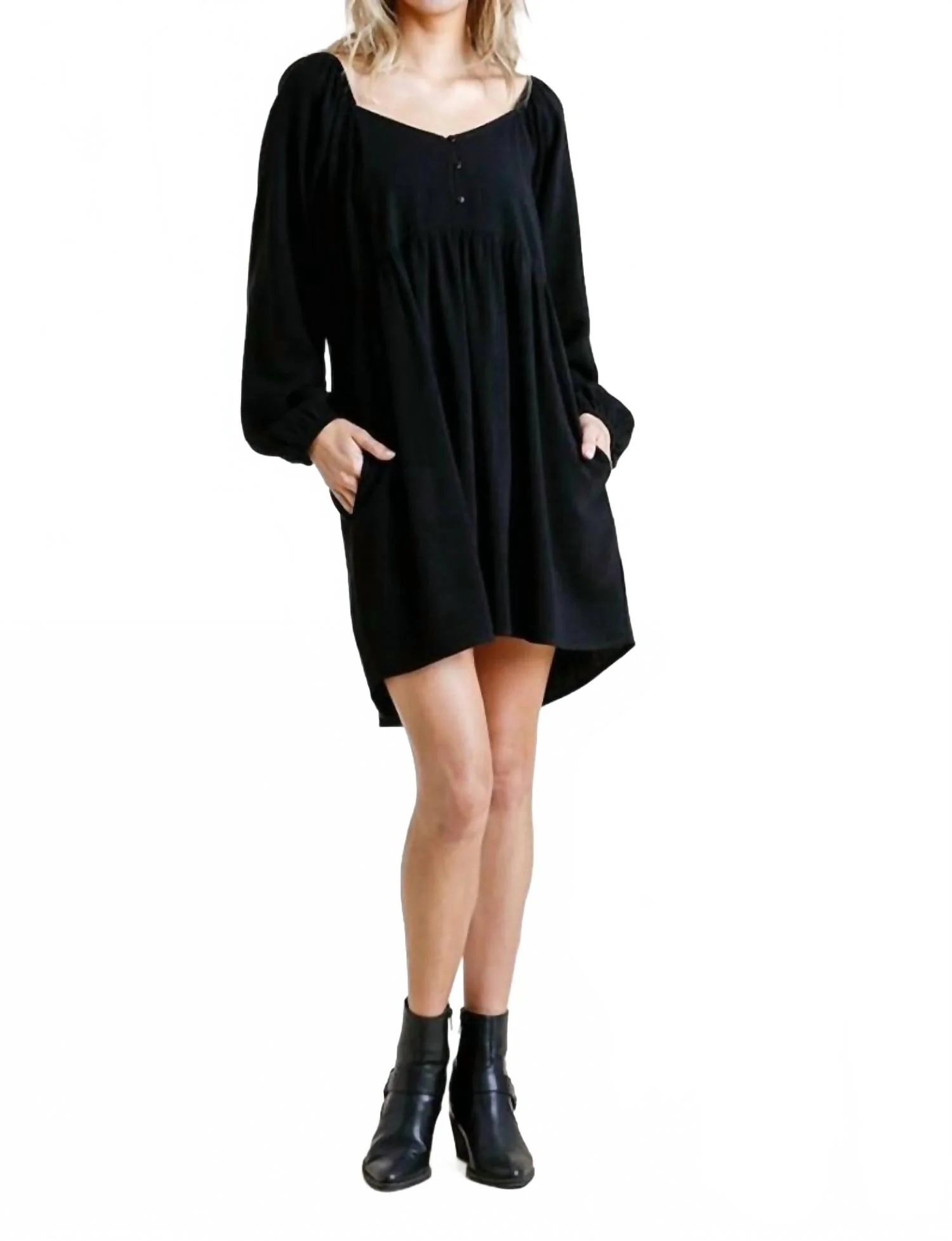 Sweetheart Babydoll Dress In Black