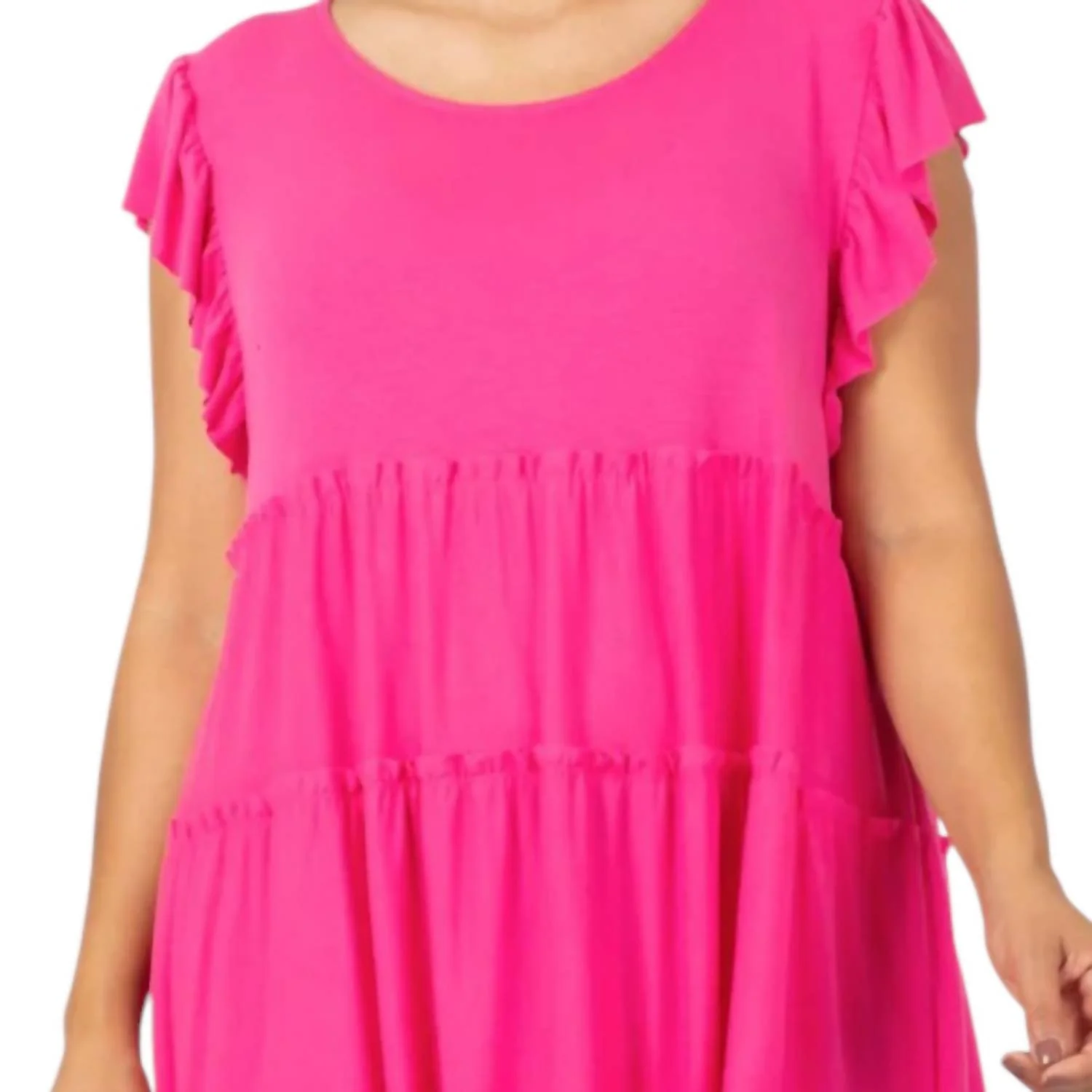 Swing Summer Ruffled Dress In Fuchsia - Image 2
