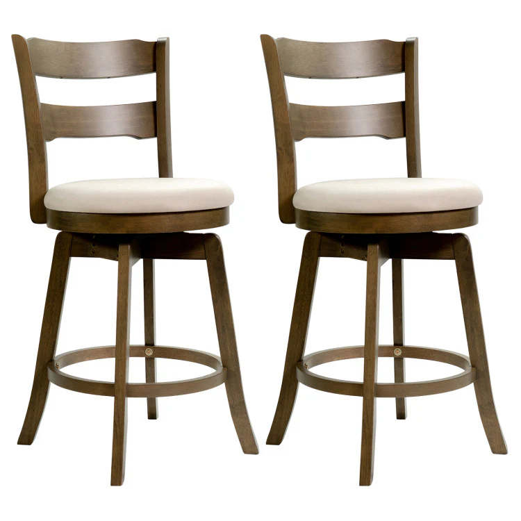 Swivel Counter Bar Stools 25 Inch with Backrest and Upholstered Seat - Image 7