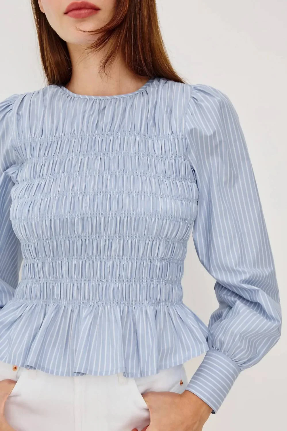 Tabi Top In Oxford White Stripe - Image 3