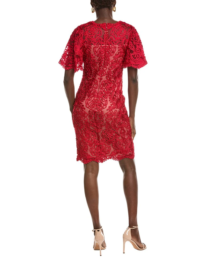Tadashi Shoji Arnett Embroidered Flutter Sleeve Dress - Image 2