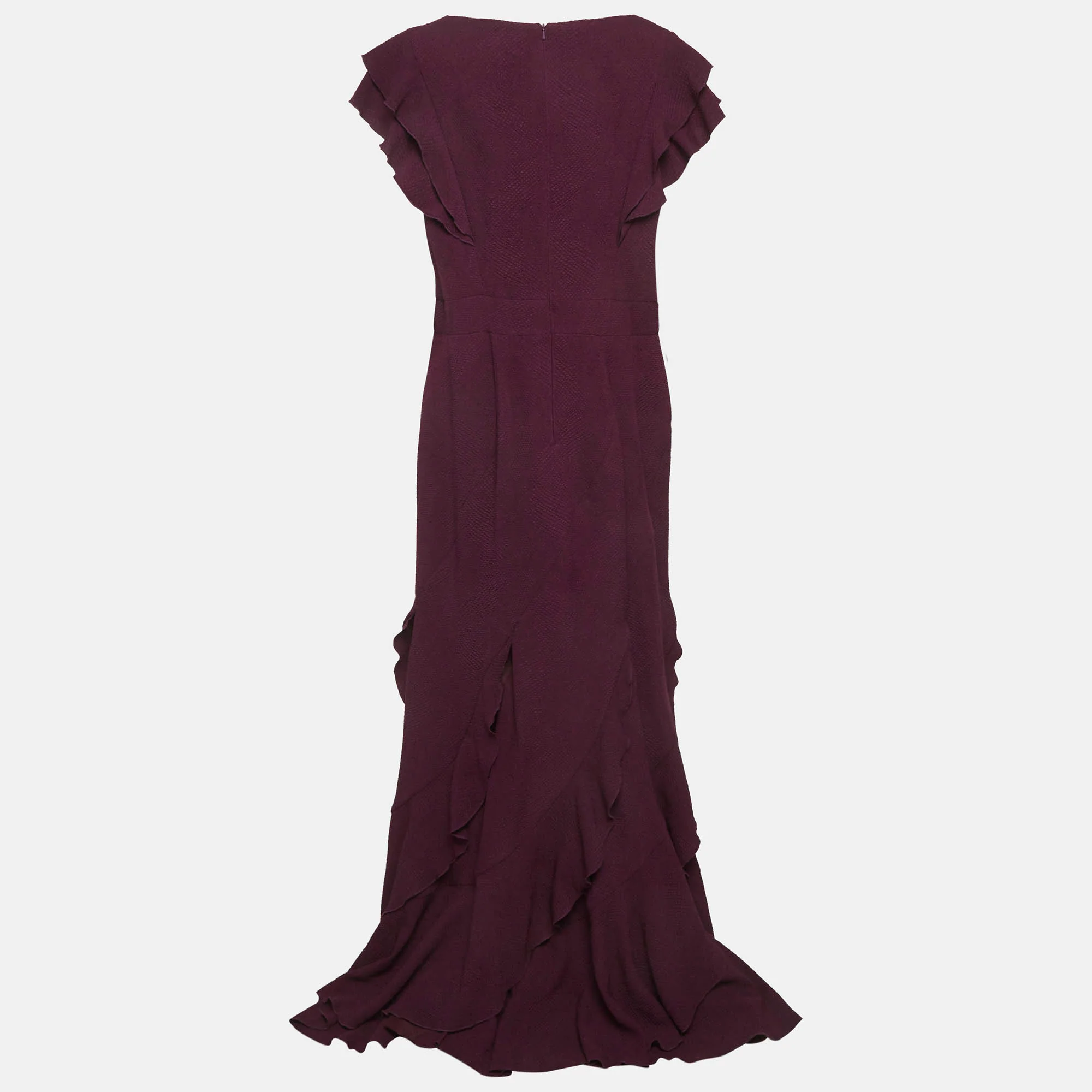 Tadashi Shoji Purple Textured Stretch Knit Flared Maxi Dress - Image 3