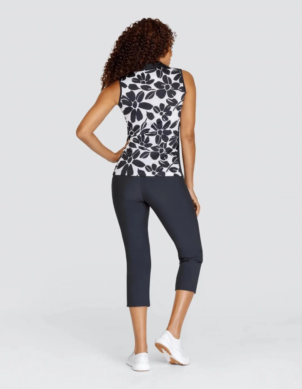 Tail Activewear Floret Top Women's White Black Floral Sleeveless Boho DDR2424 - Image 2