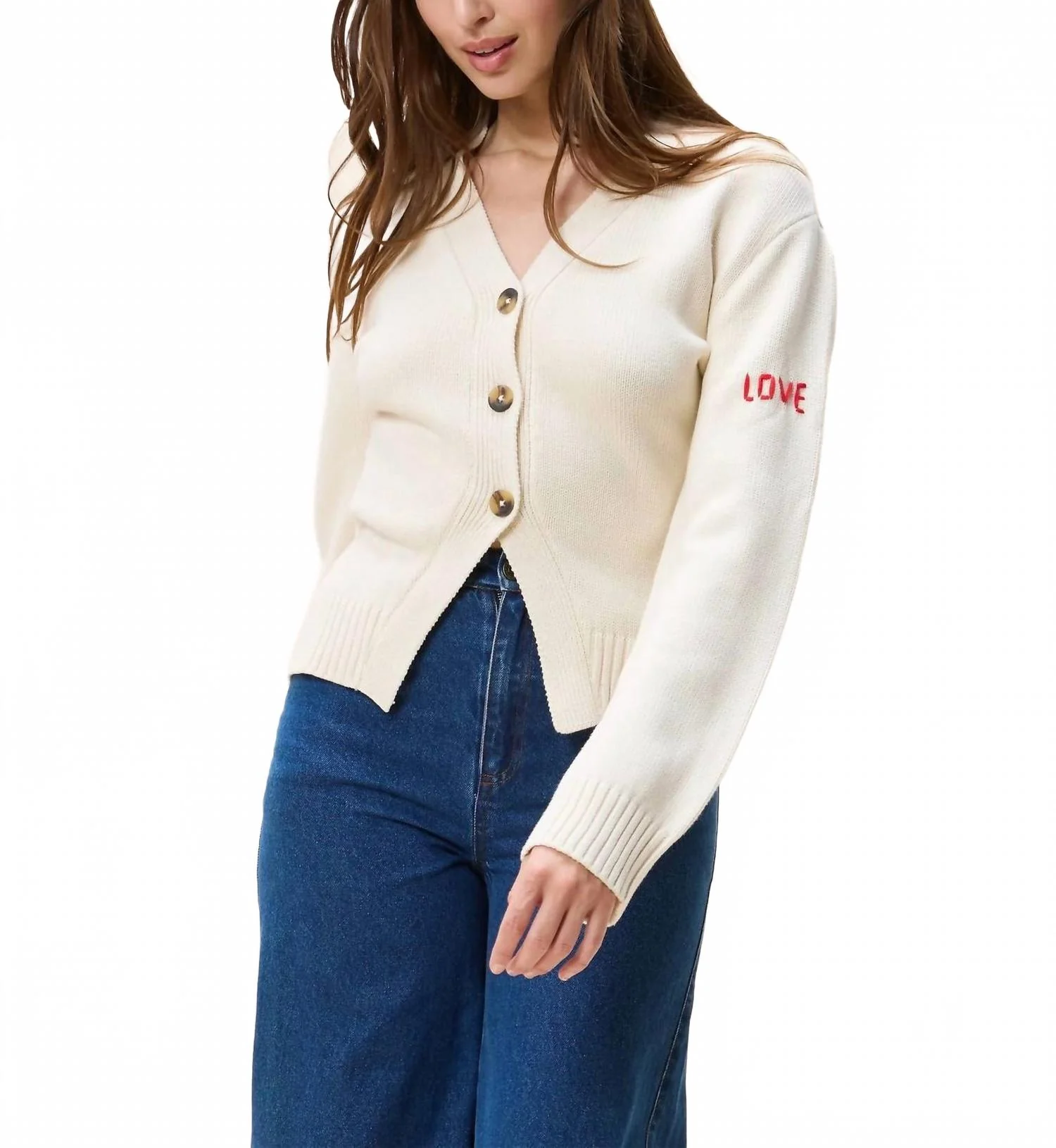 Tamsin Button Down Sweater In Ivory