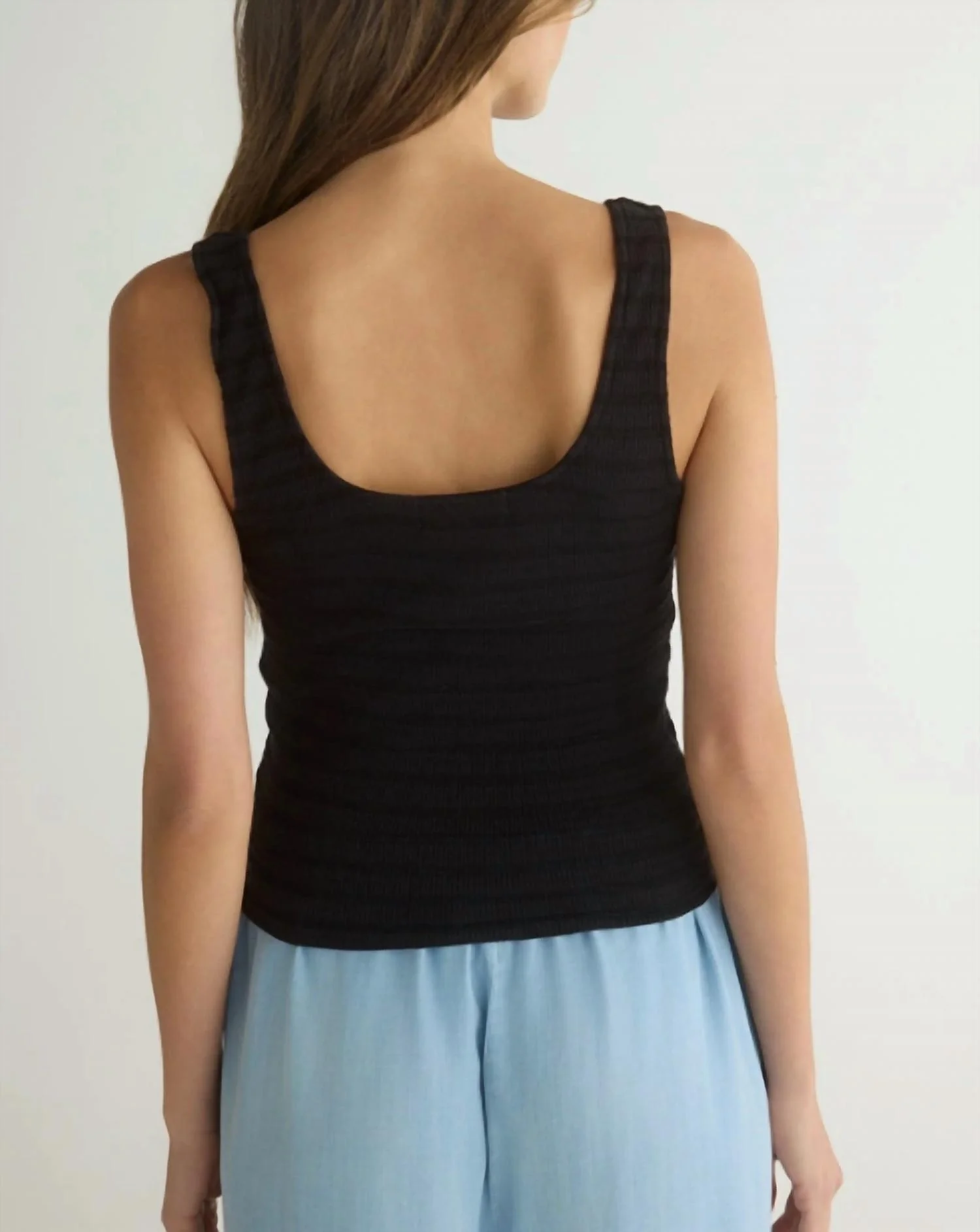 Tank Henley Top In Black - Image 3