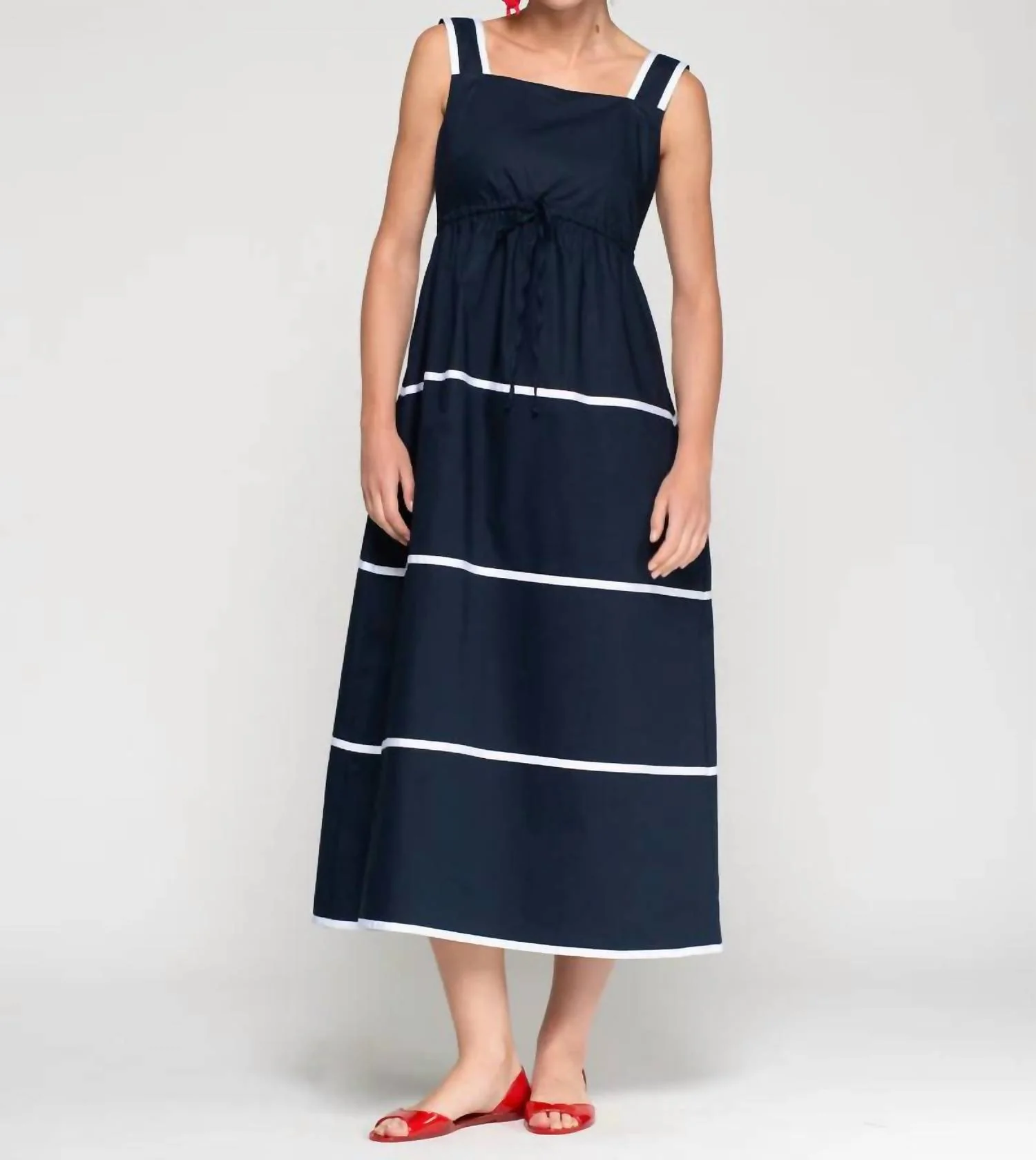 Tassia Midi Dress In Navy Blue