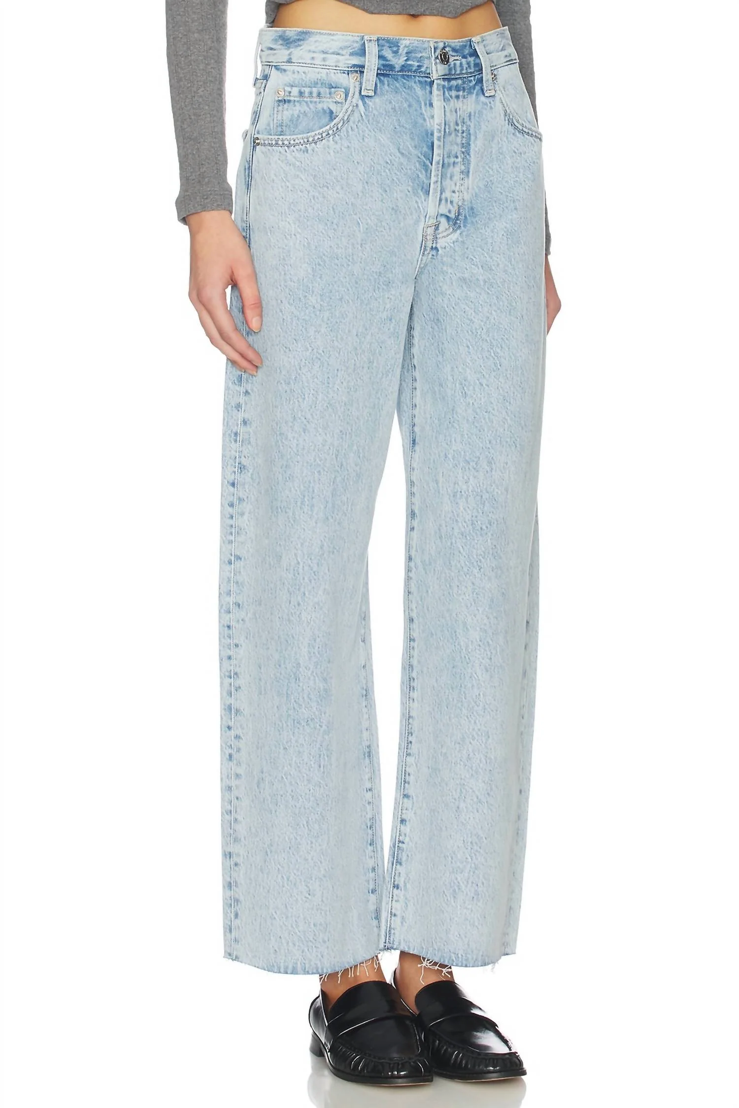 Tate Crop High Rise Bowed Wide Leg Jeans In Modena - Image 3