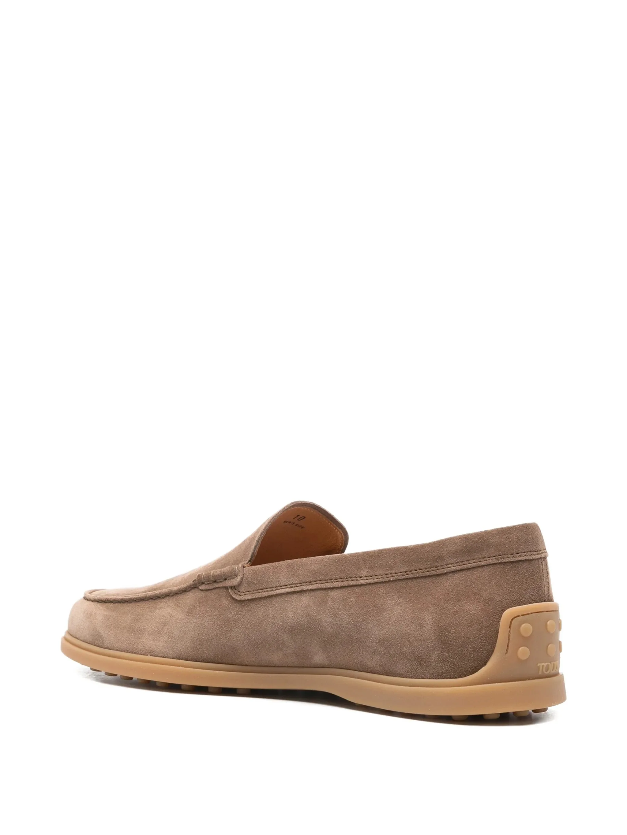 Taupe Calzature Suede Rounded Toe Loafers - Image 3