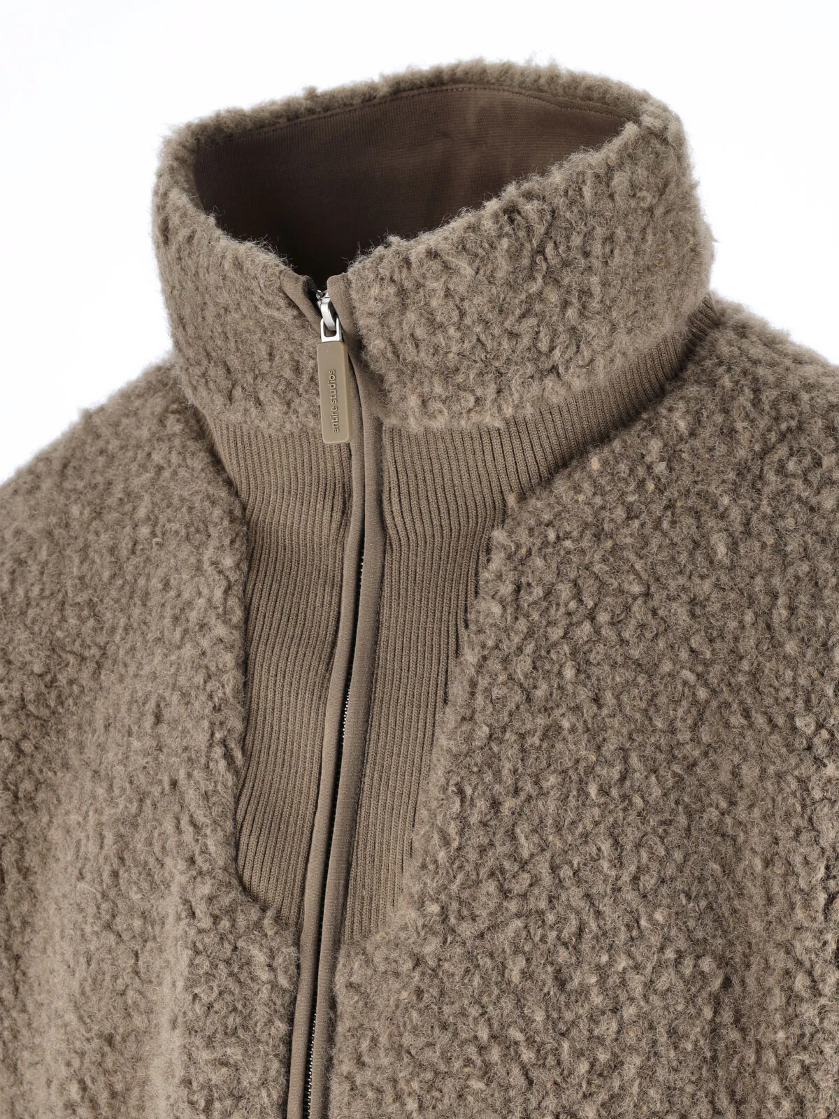 Taupe Cropped Plush Teddy Jacket - Image 3