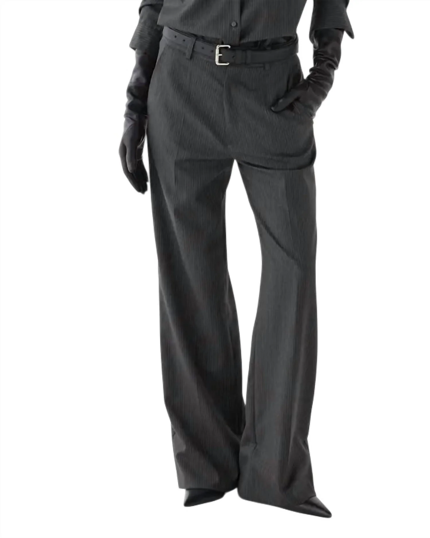 Taylor Straight Leg Trouser In Dark Grey Pinstripe